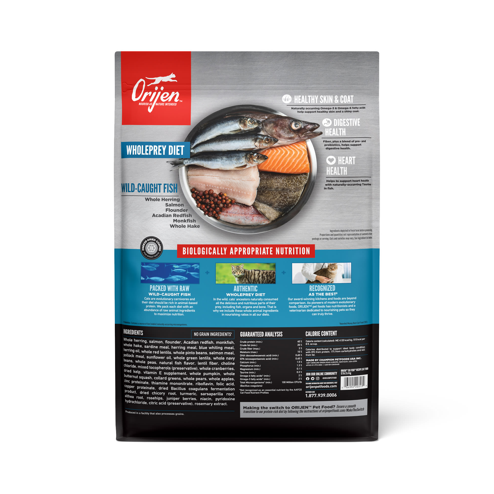 ORIJEN Grain Free Six Fish Premium High Protein Fresh Raw Animal