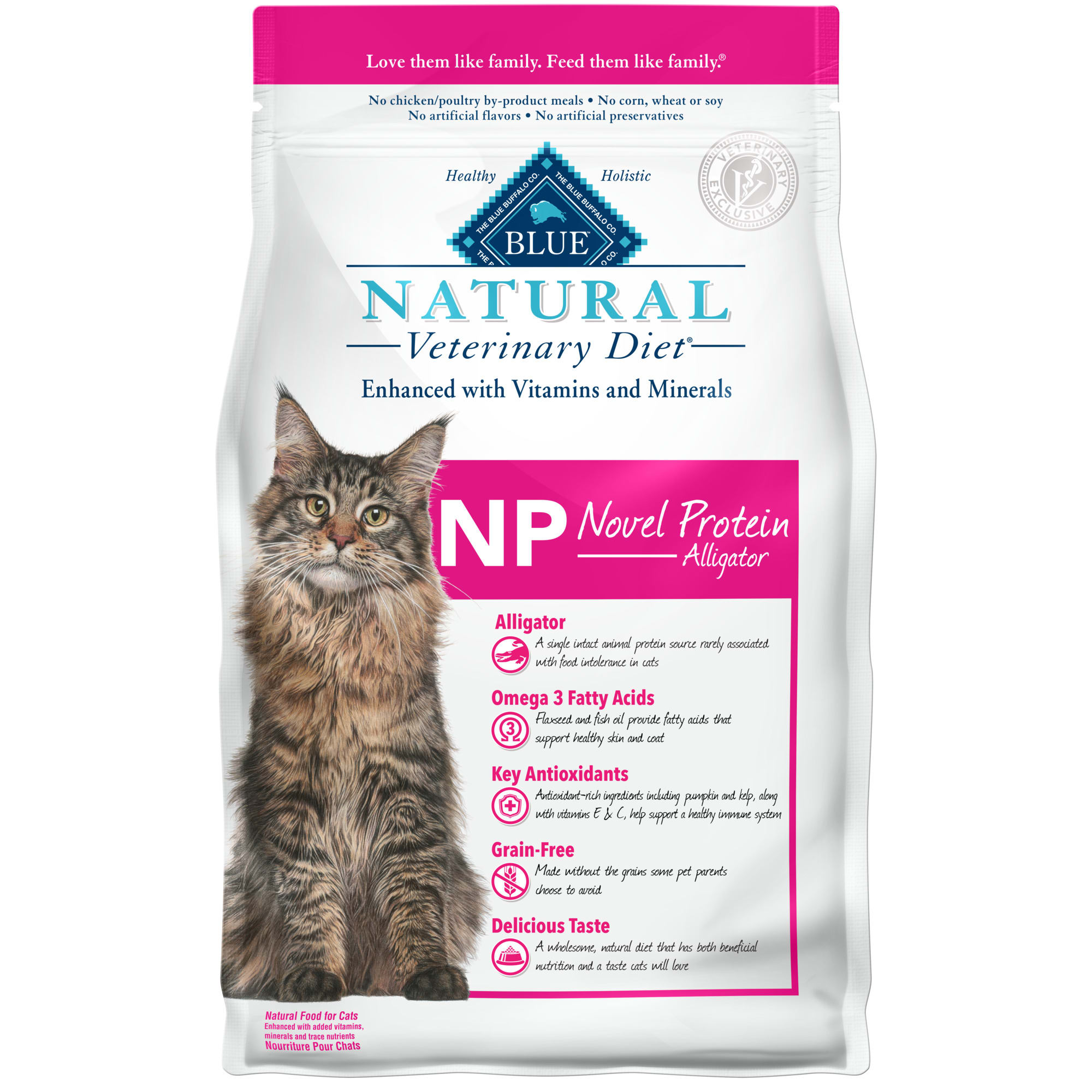 Blue Buffalo Natural Veterinary Diet NP Novel Protein Alligator Dry Cat Food 7 lbs