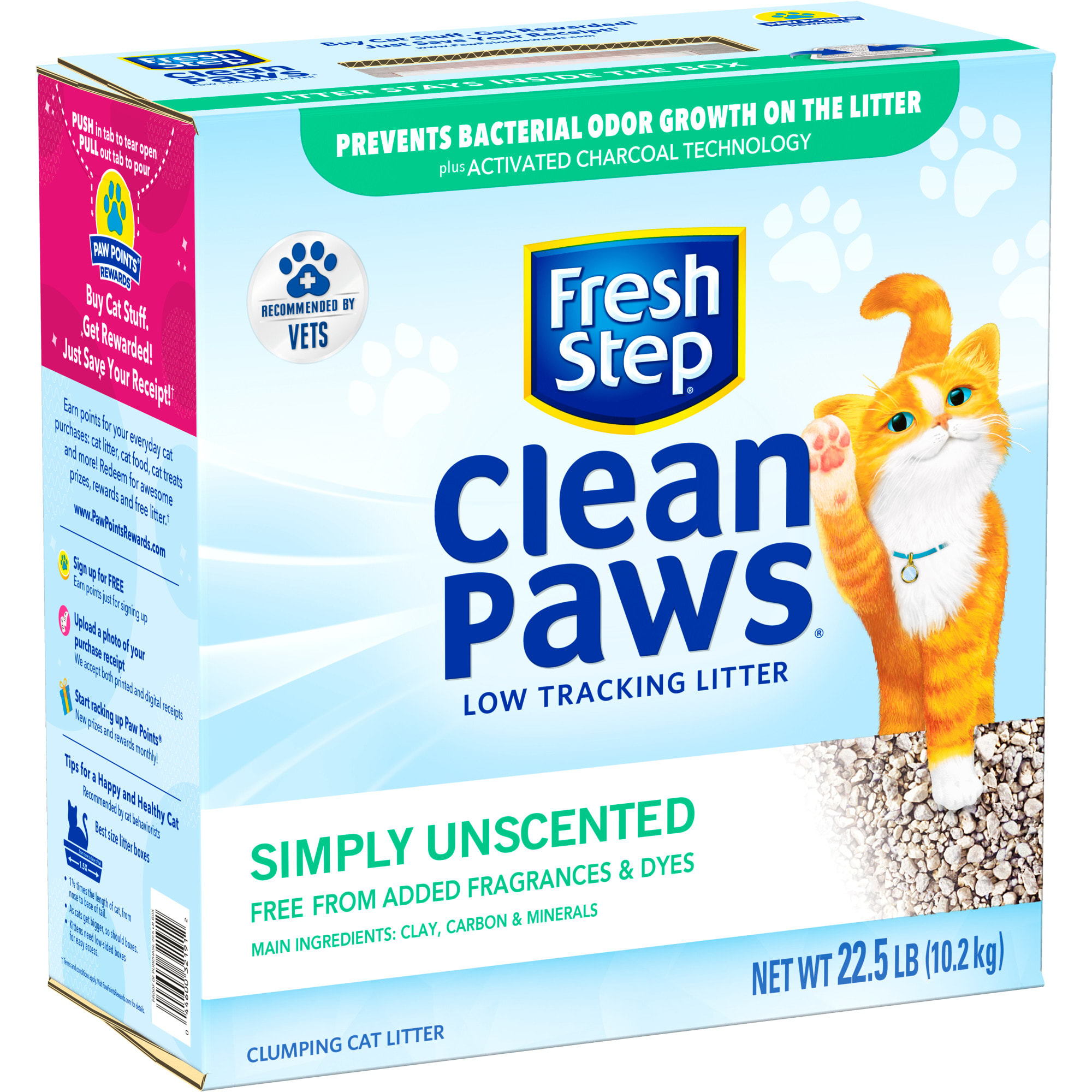 Fresh Step Clean Paws Multi Cat Scented Clumping Clay Cat Litter, 22.5 lb  Box