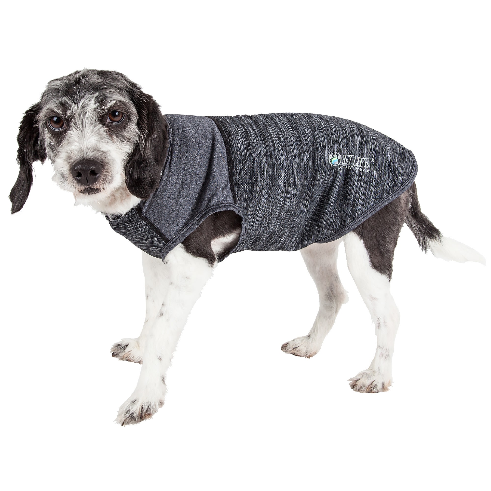 Pet Life Active Aero-Pawlse Heathered Black Quick-Dry Dog Tank Top T-Shirt, X-Small