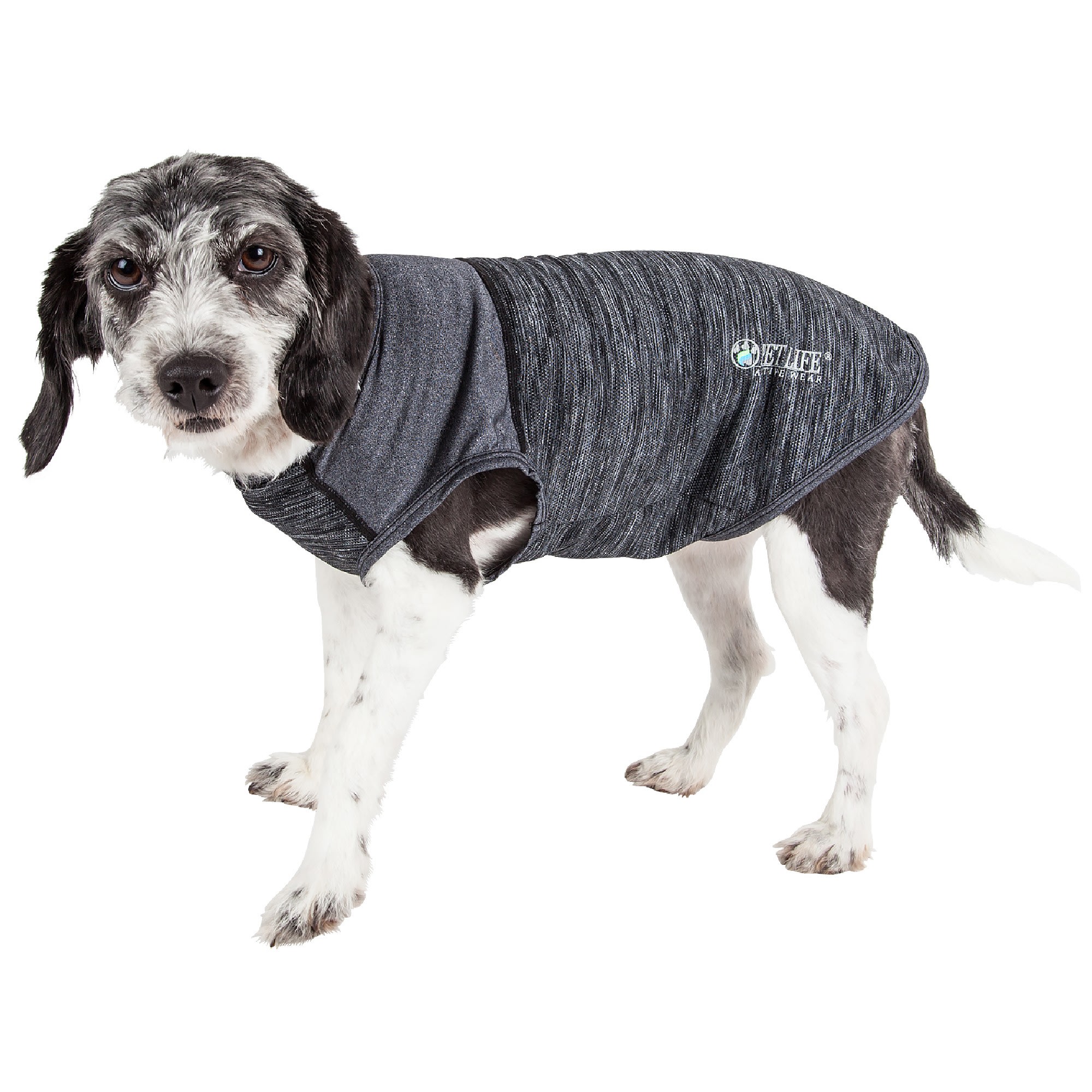 Pet Life Active Aero-Pawlse Heathered Black Quick-Dry Dog Tank Top T ...