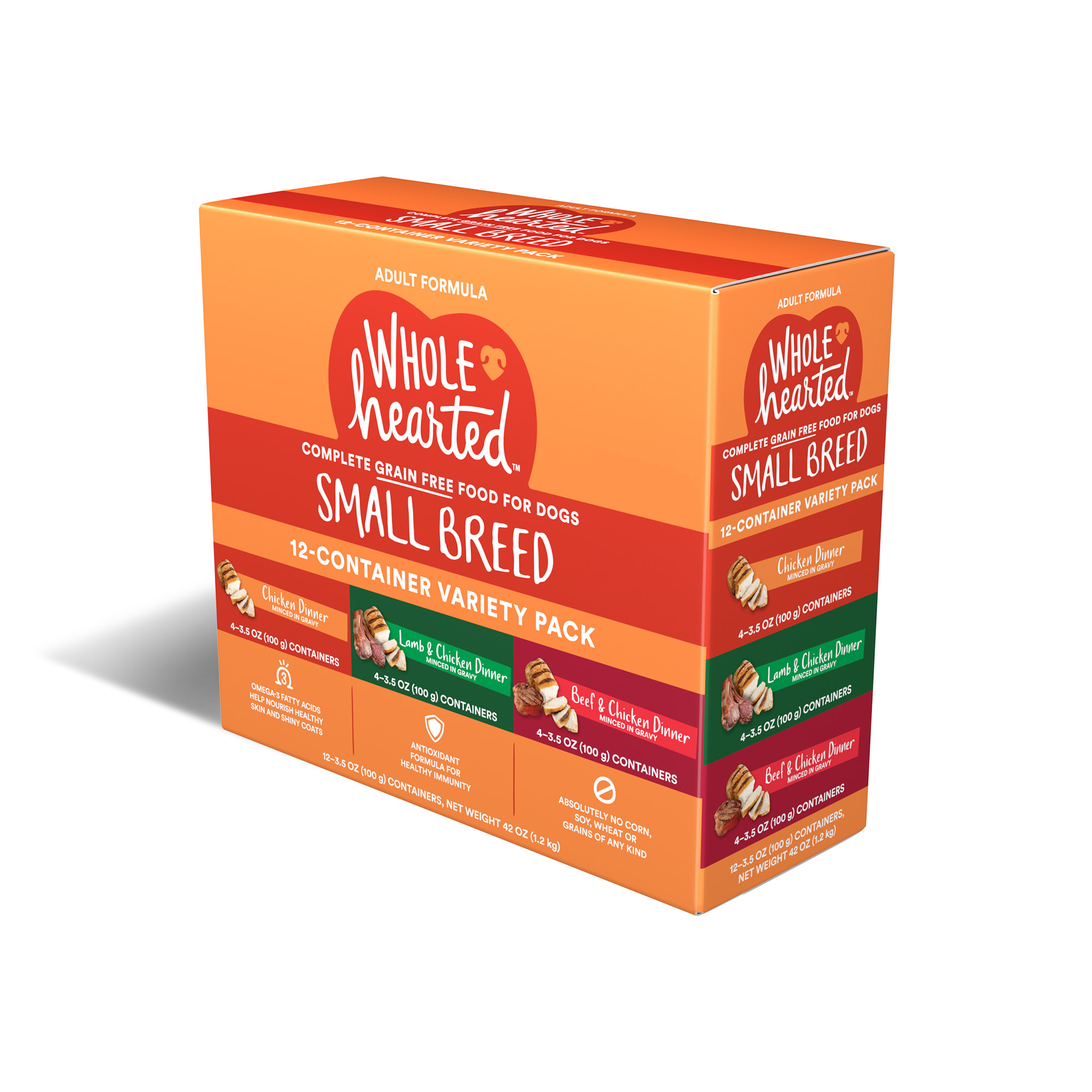 WholeHearted Grain Free Small Breed Minced in Gravy Adult Wet Dog Food Variety Pack 3.5 oz. Count of 12