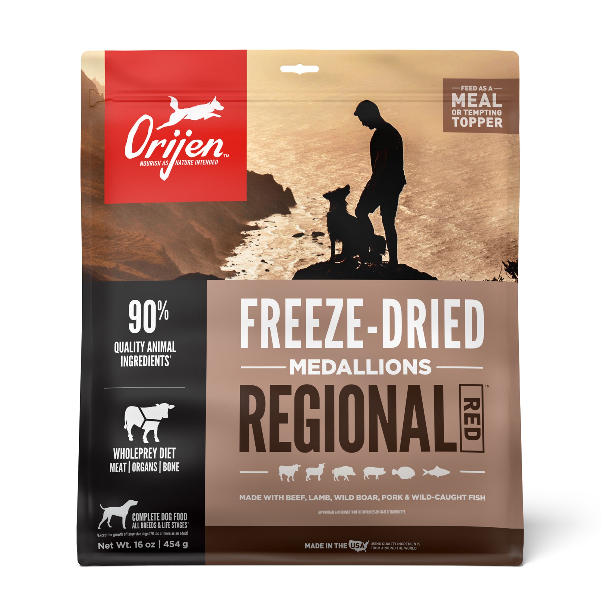 ORIJEN Regional Red Recipe Grain Free High Protein Premium Raw Meat