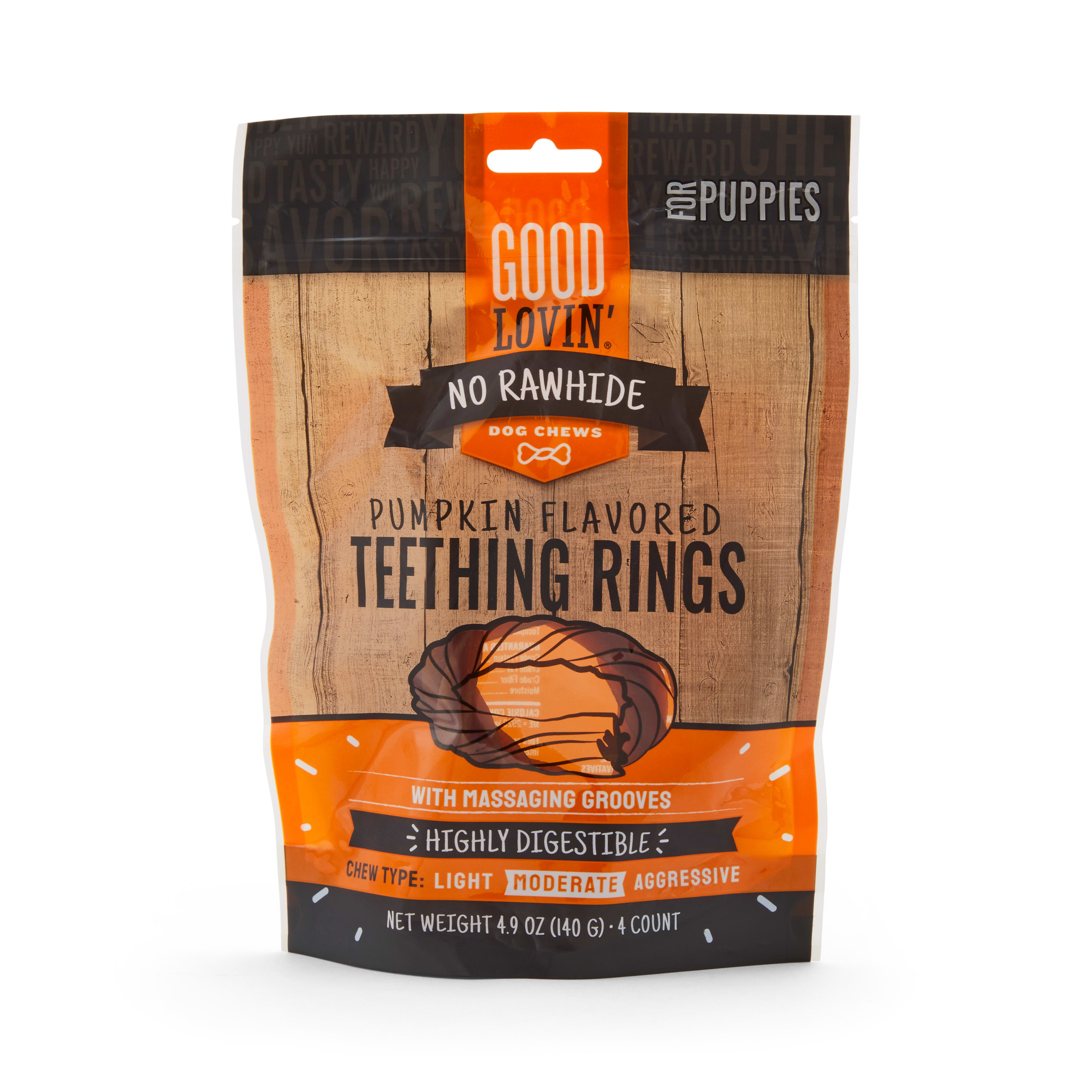 Good Lovin No Rawhide Pumpkin Flavored Puppy Teething Rings 4.9 oz. Count of 4