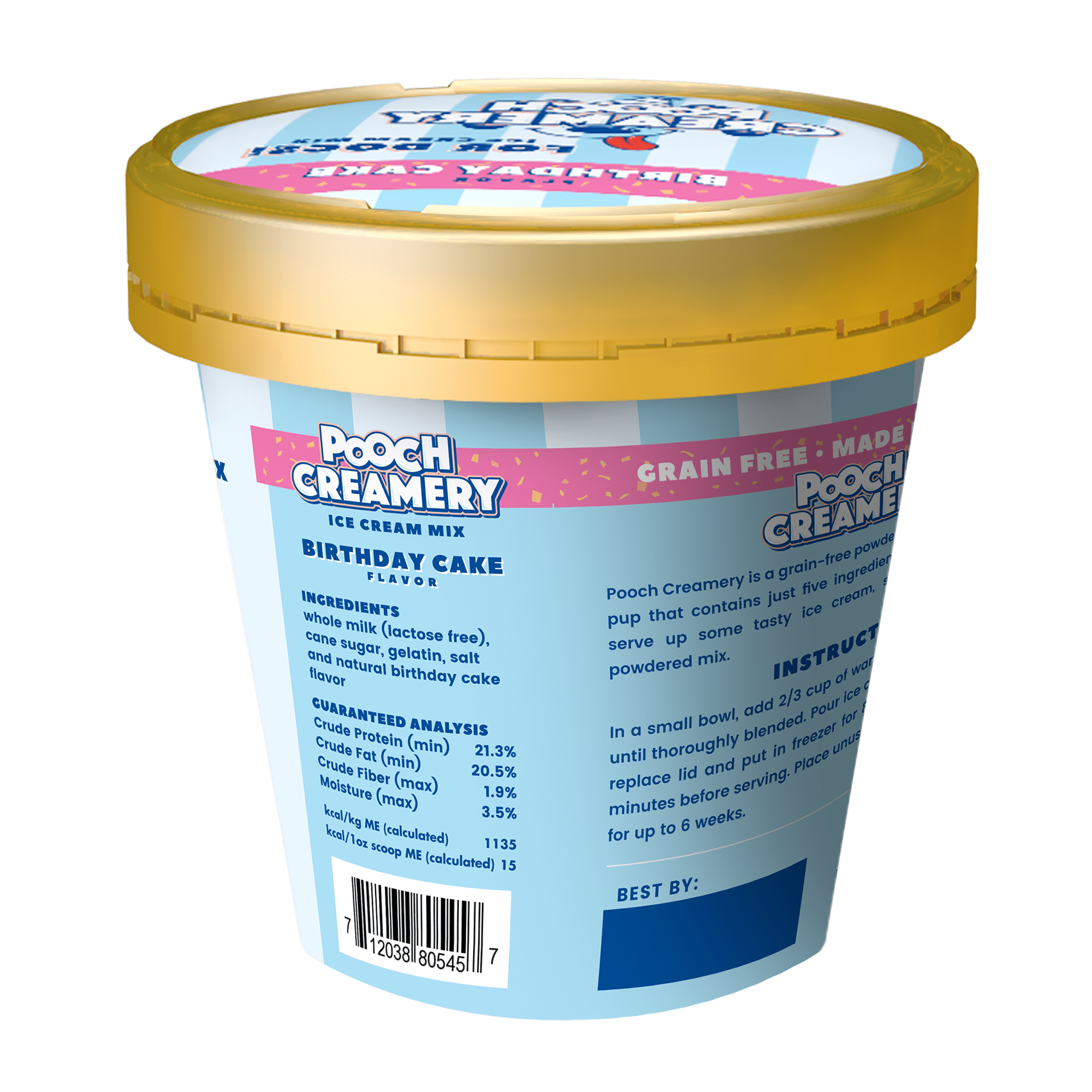 POOCH CREAMERY Vanilla Flavor Ice Cream Mix Dog Treat, 5.25-oz cup 