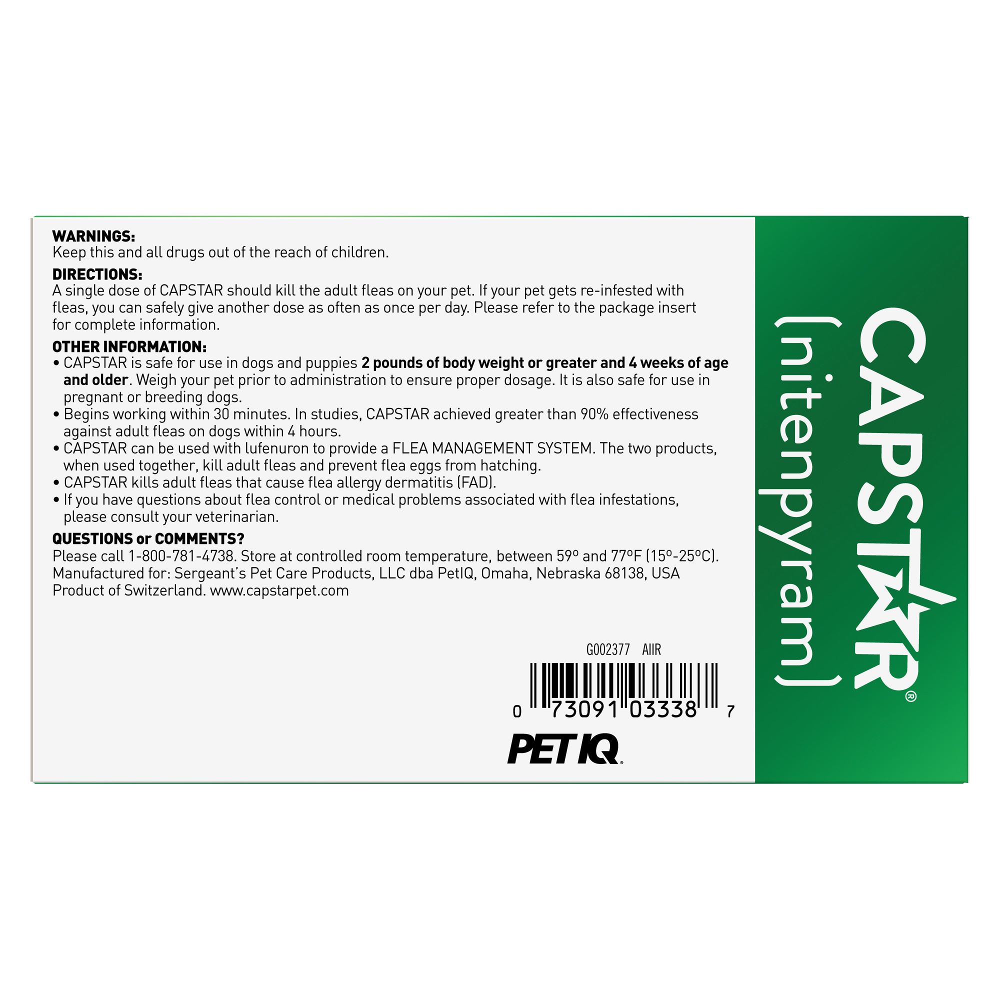 Capstar large hotsell dog flea treatment