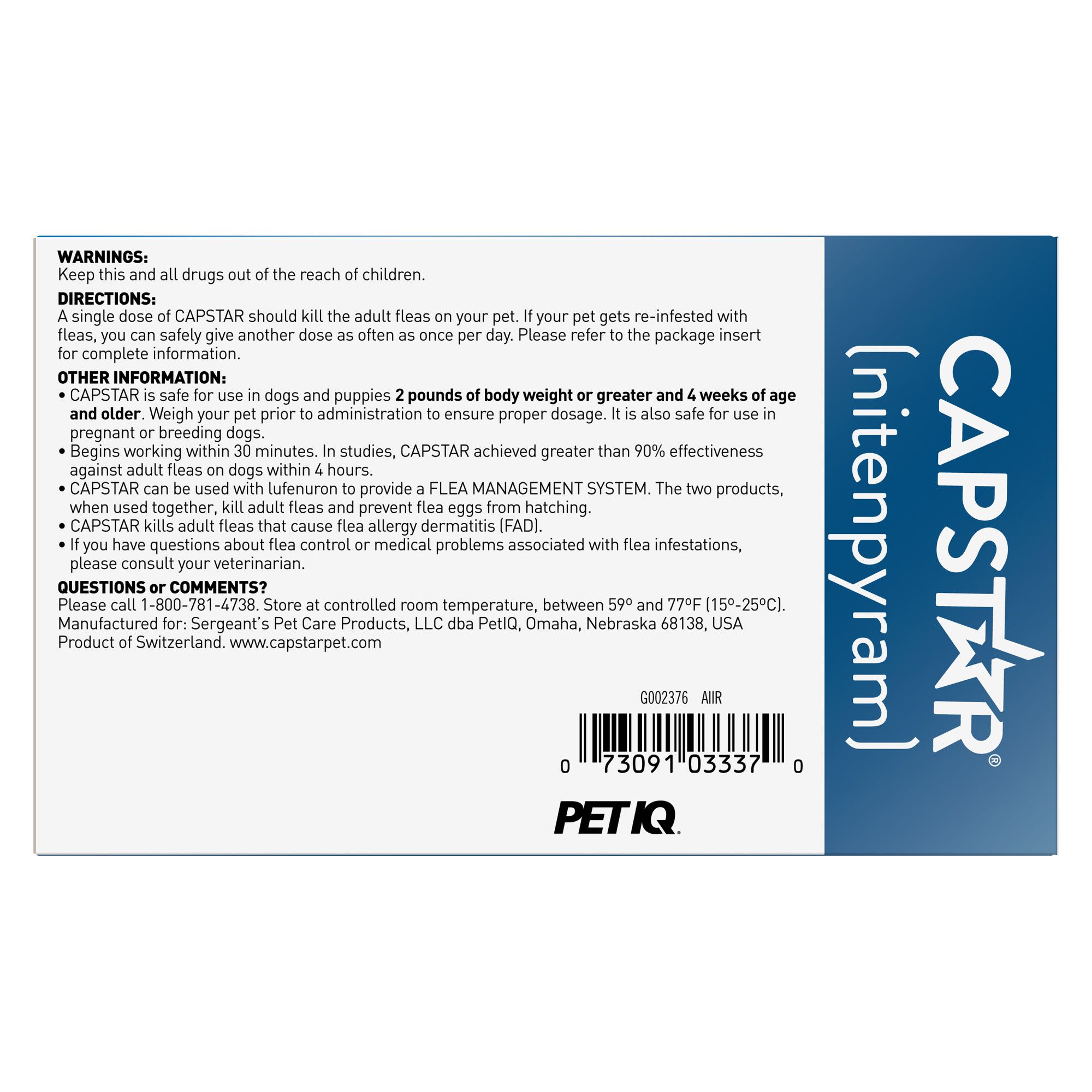 Capstar Flea Tablets for Dogs 2 25 lbs. Count of 6 Petco