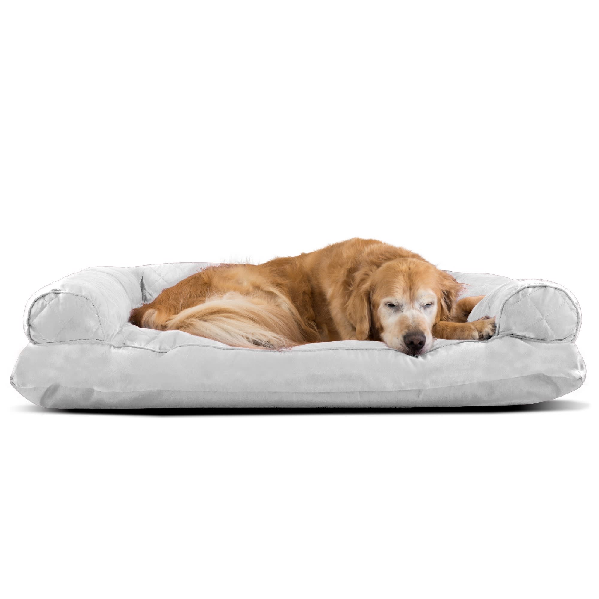 FurHaven Quilted Pillow Sofa Dog Bed, 40" L x 32" W, Silver Gray Petco