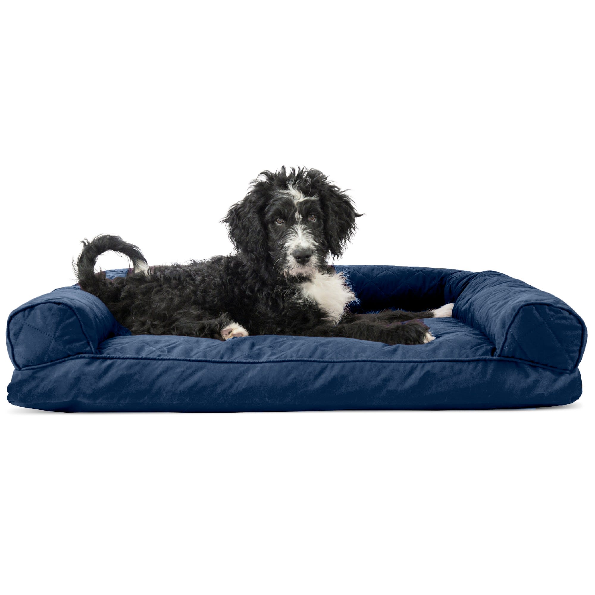 FurHaven Quilted Pillow Sofa Dog Bed, 36" L x 27" W, Navy Petco