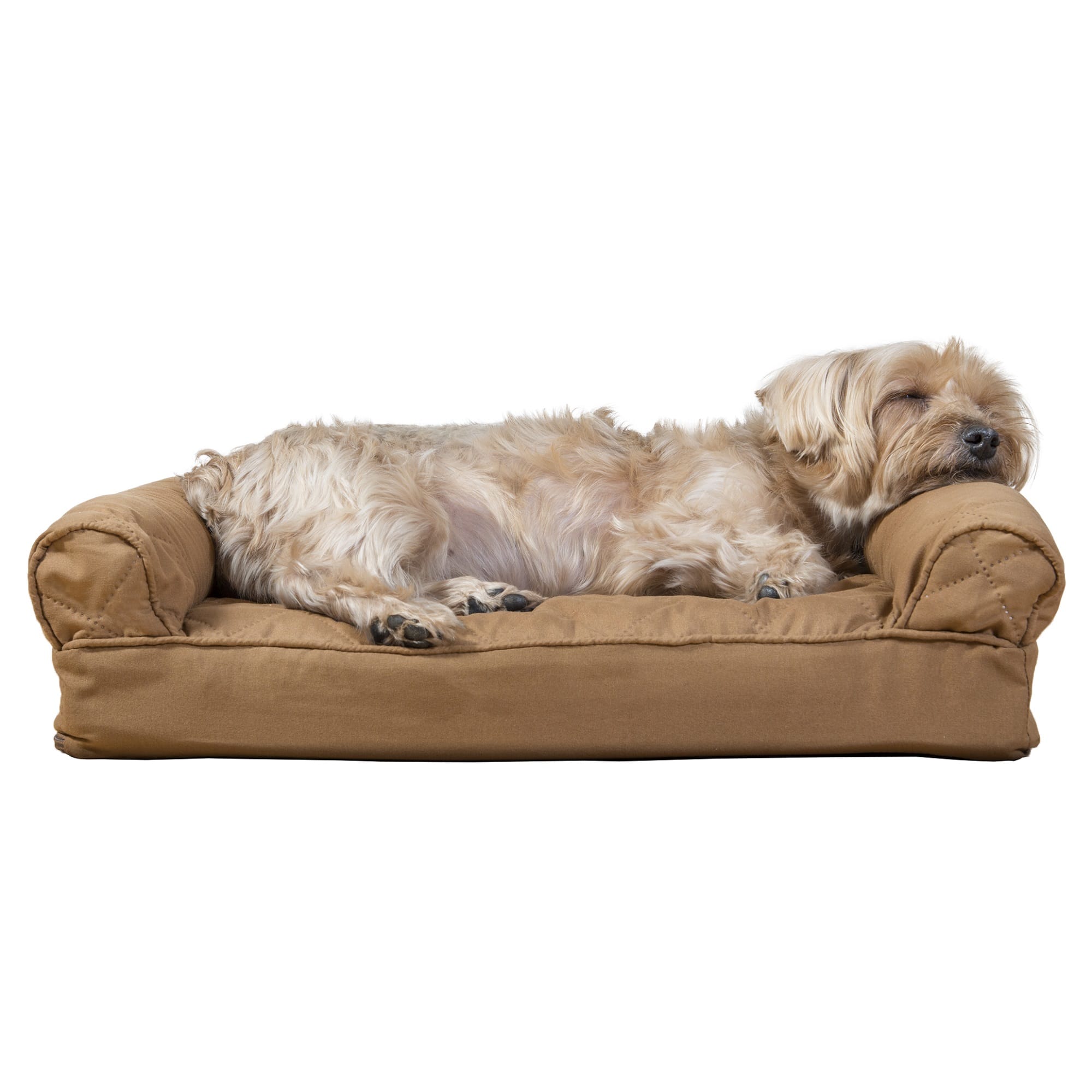 FurHaven Quilted Pillow Sofa Dog Bed 20 L X 15 W Warm Brown Petco   3012824 Center 1