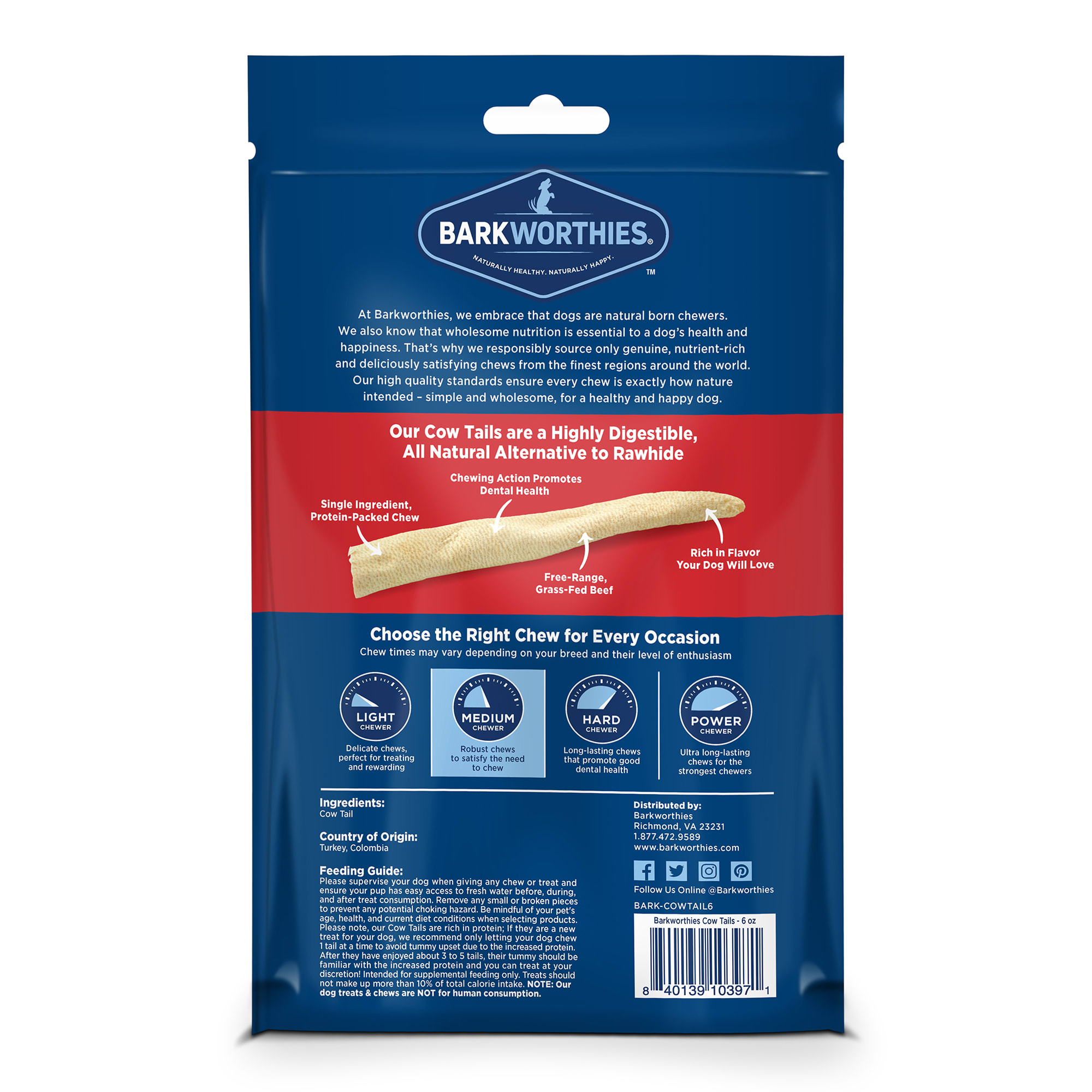 Barkworthies Cow Tail Dog Treats, Petco