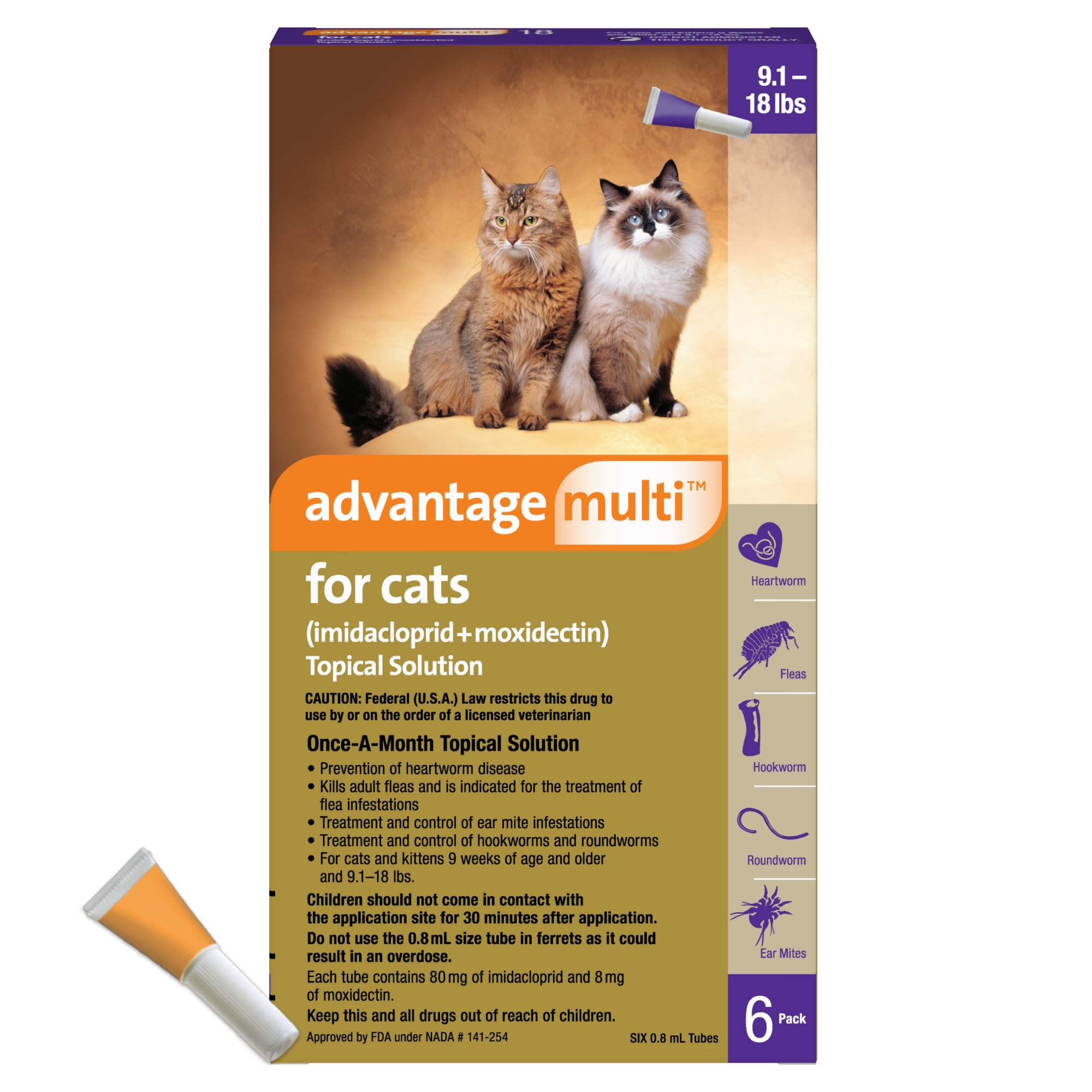 Advantage Multi Topical Solution For Cats 9 1 To 18 Lbs 6 Month Supply Petco