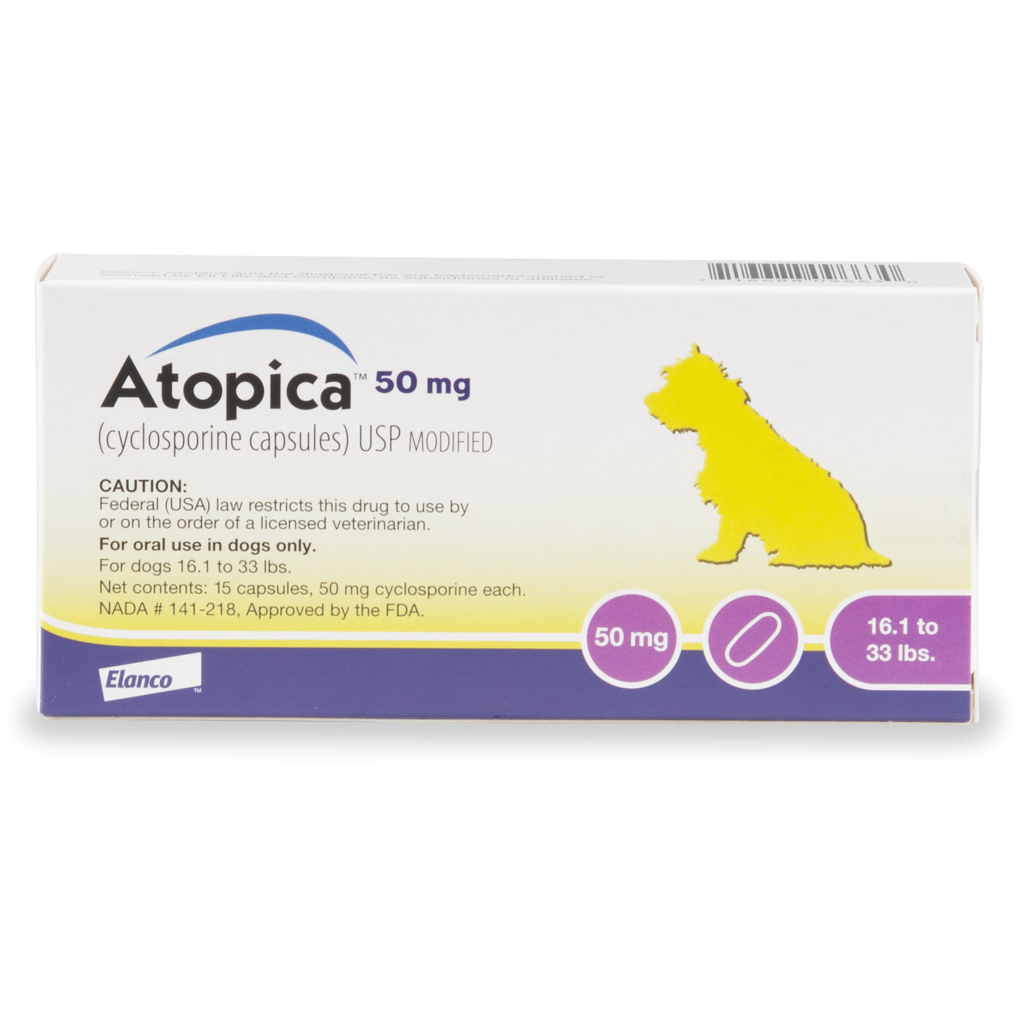 Atopica 50 mg Capsule for Dogs, 15 