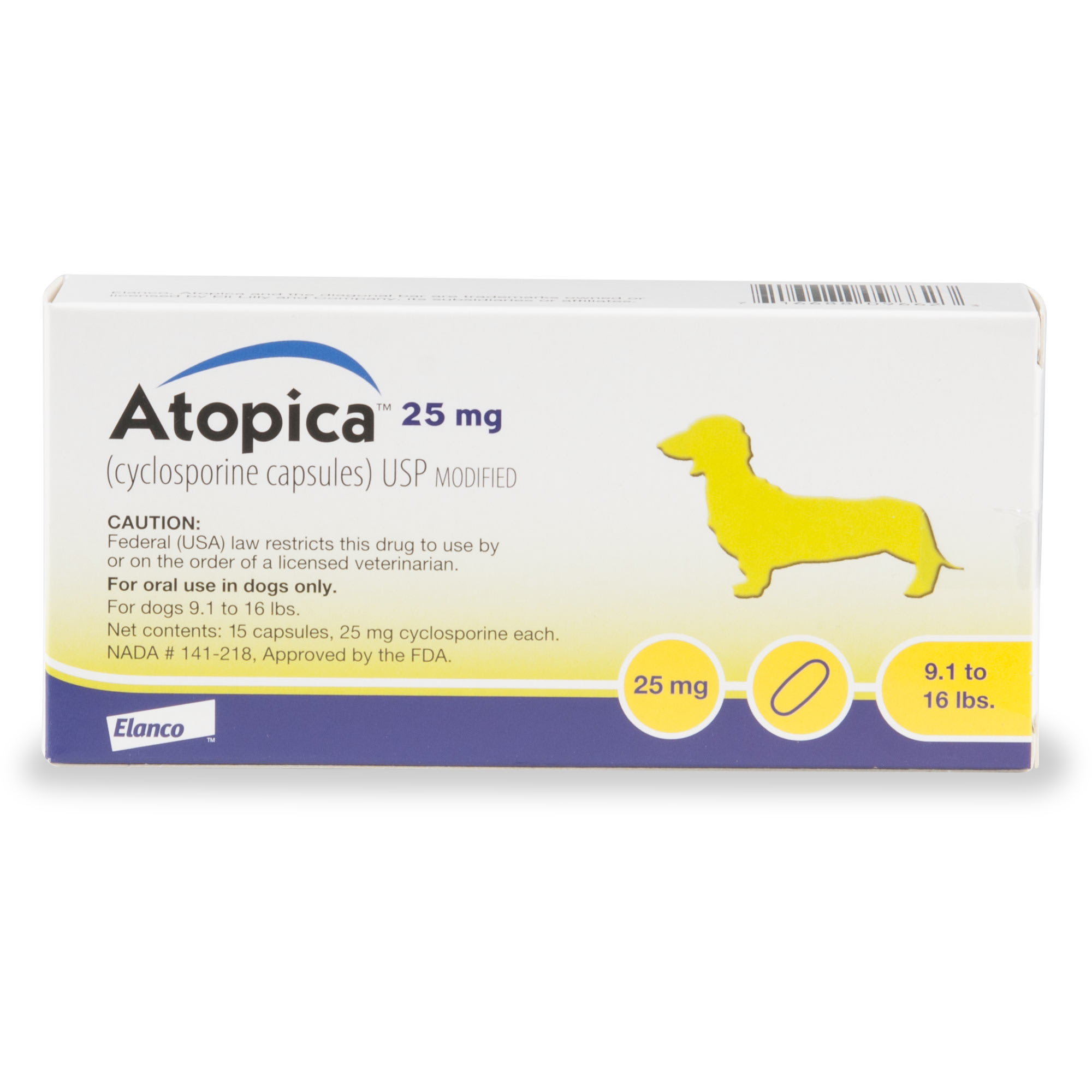 Atopica 25 mg Capsule for Dogs, 15 