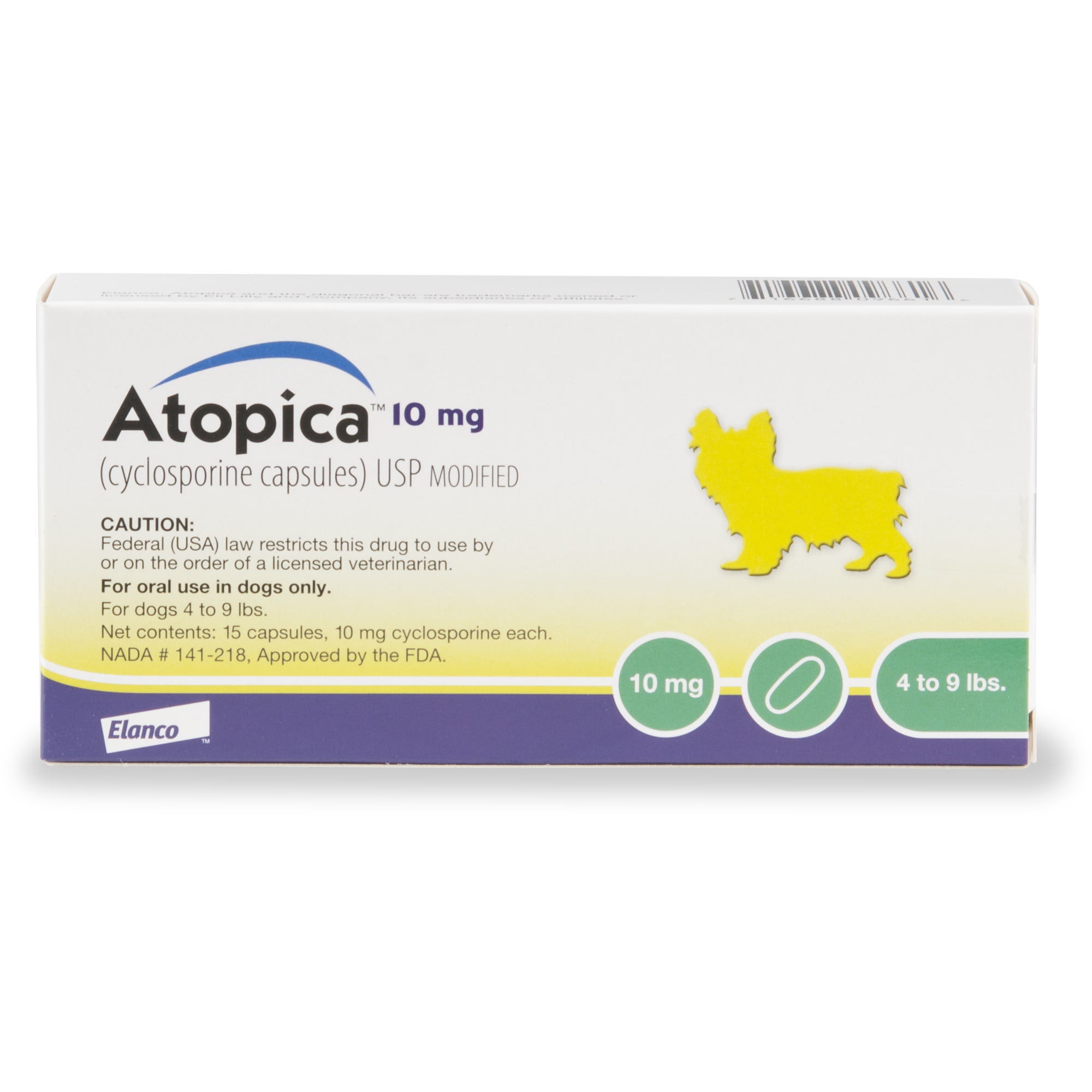 Atopica 10 mg Capsule for Dogs, 15 