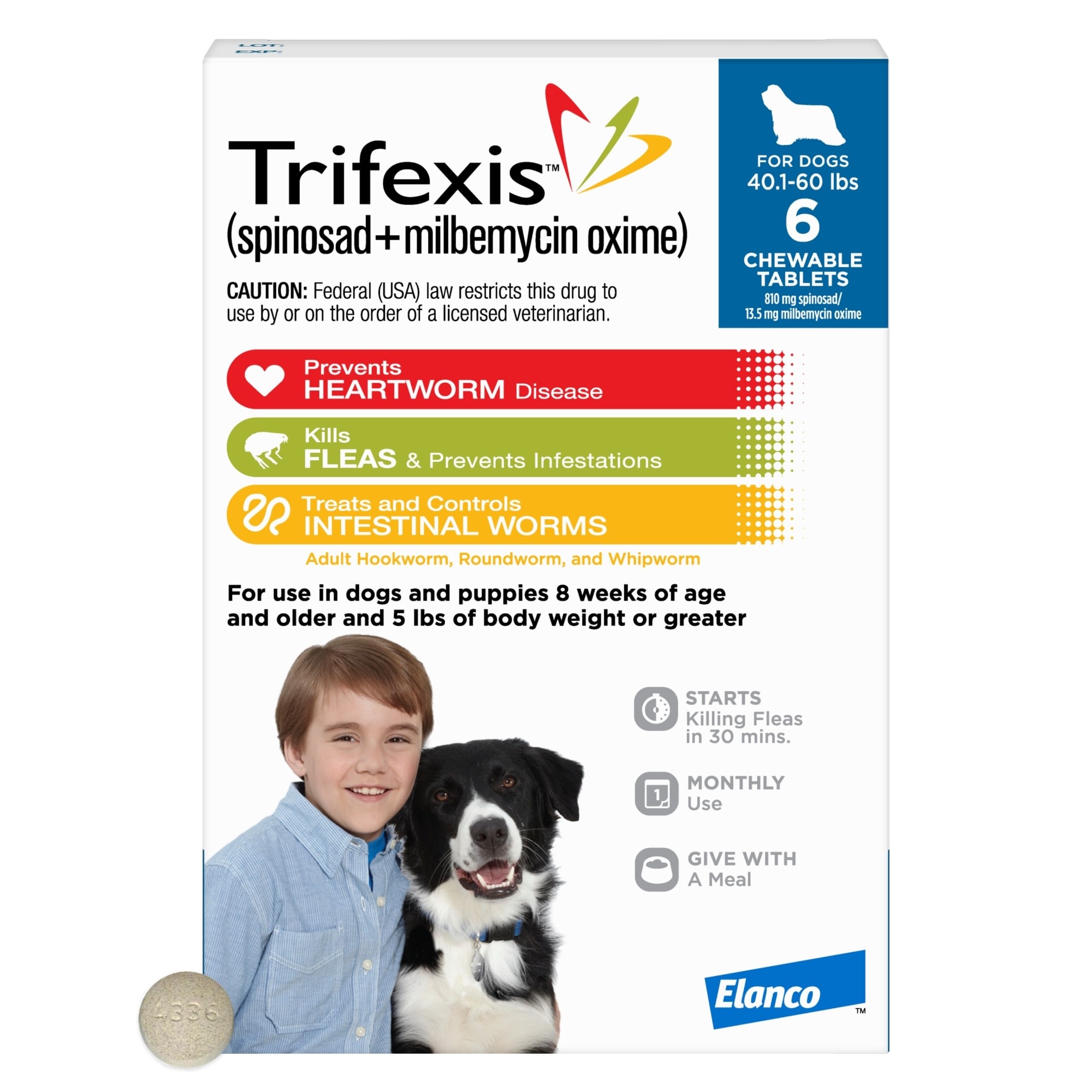 Trifexis Chewable Tablets for Dogs 40.1 to 60 lbs., 6 Pack Petco
