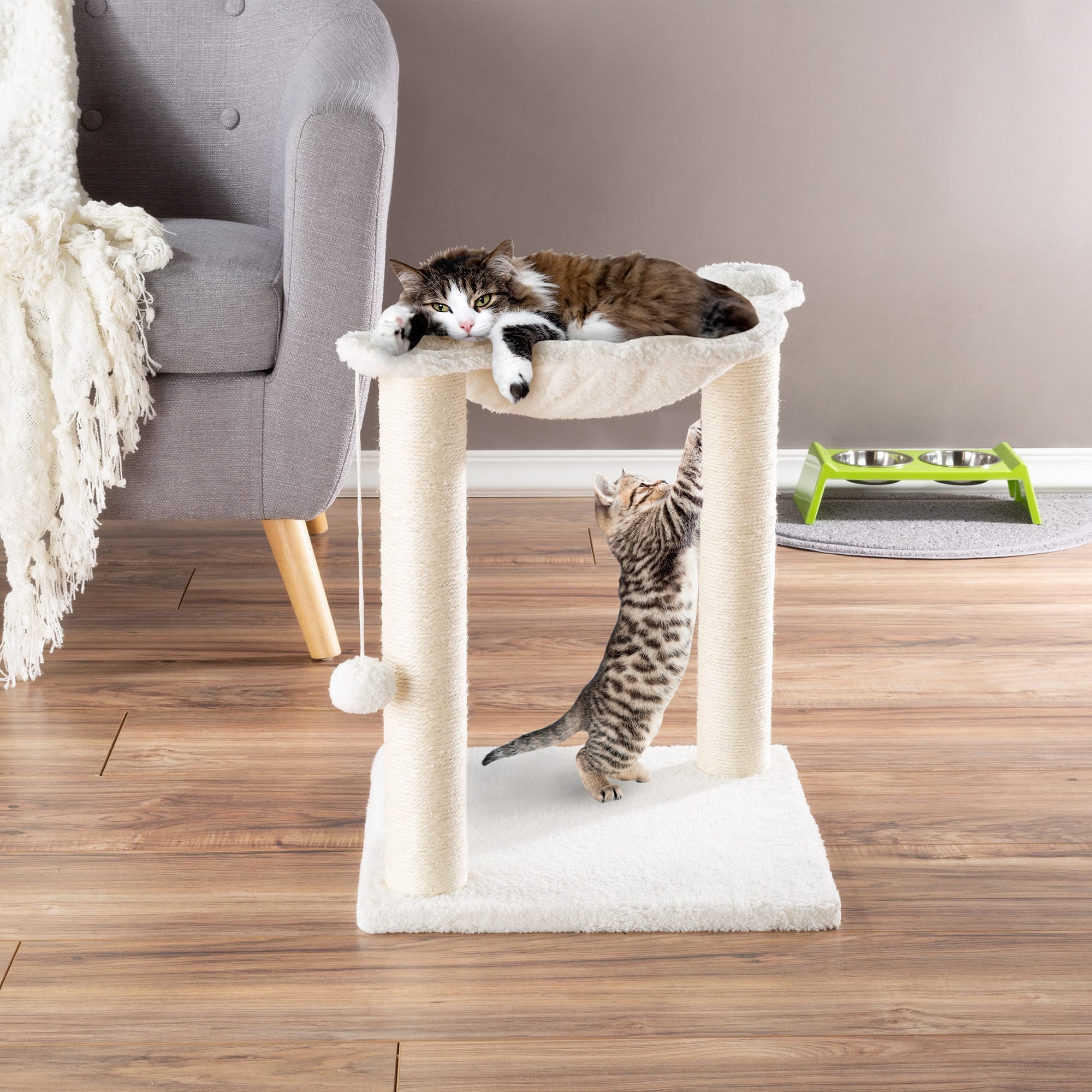 Multiple Colors MWPO 28.7 inches Cat Tree with Sisal-Covered Scratching Posts,Hammock and Plush Perches,Small Cat Tower for Kittens 