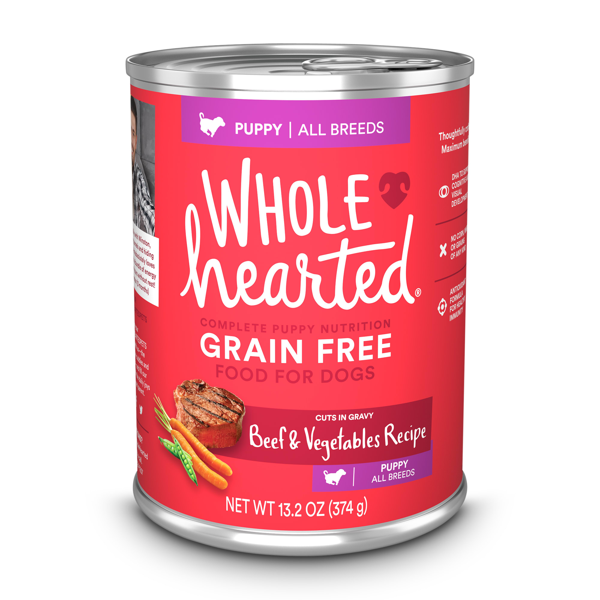 WholeHearted Grain Free Beef and Vegetable Recipe Wet Puppy Food 13.2 oz. Case of 12