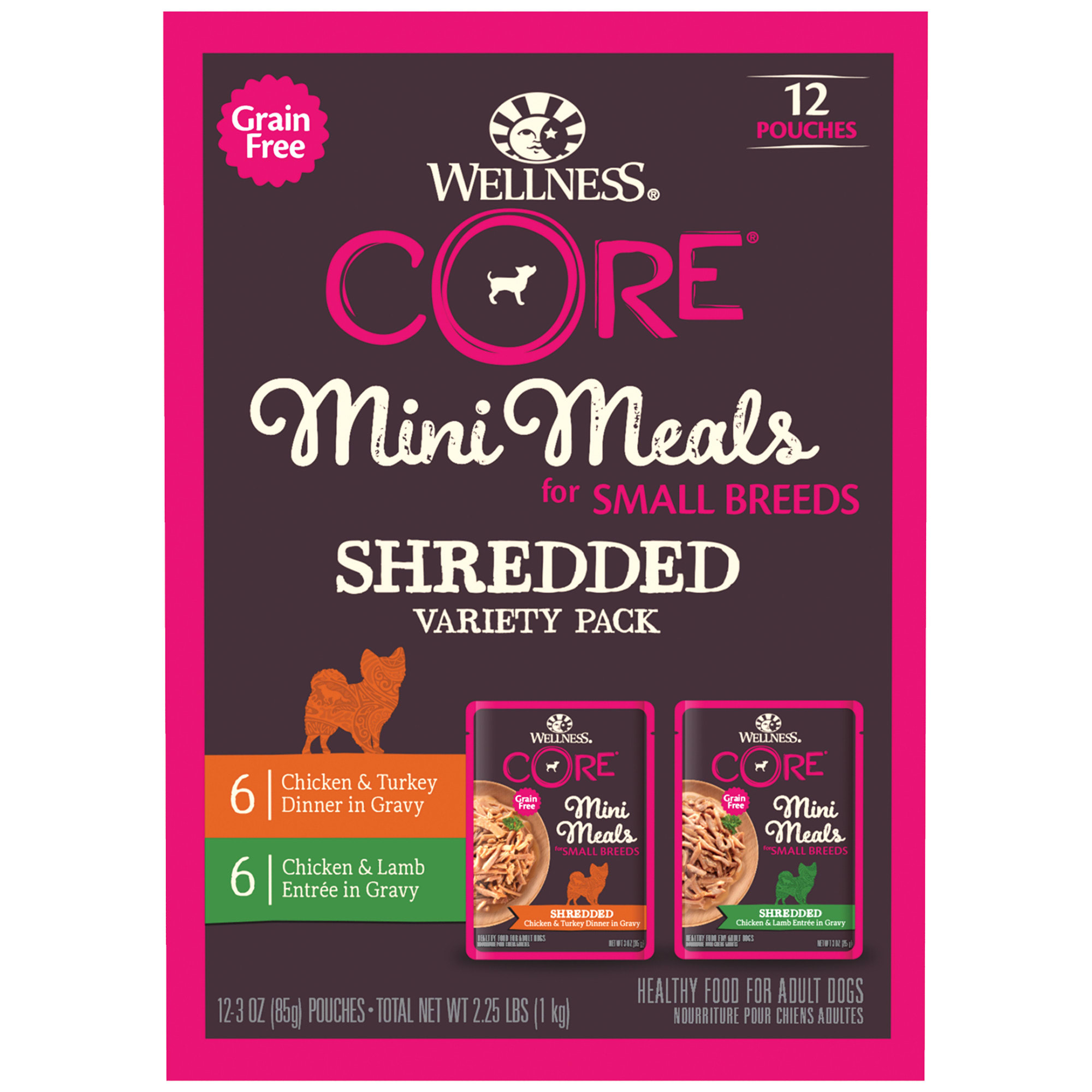 Wellness CORE Mini Meals Shredded Variety Pack Wet Dog Food 3 oz