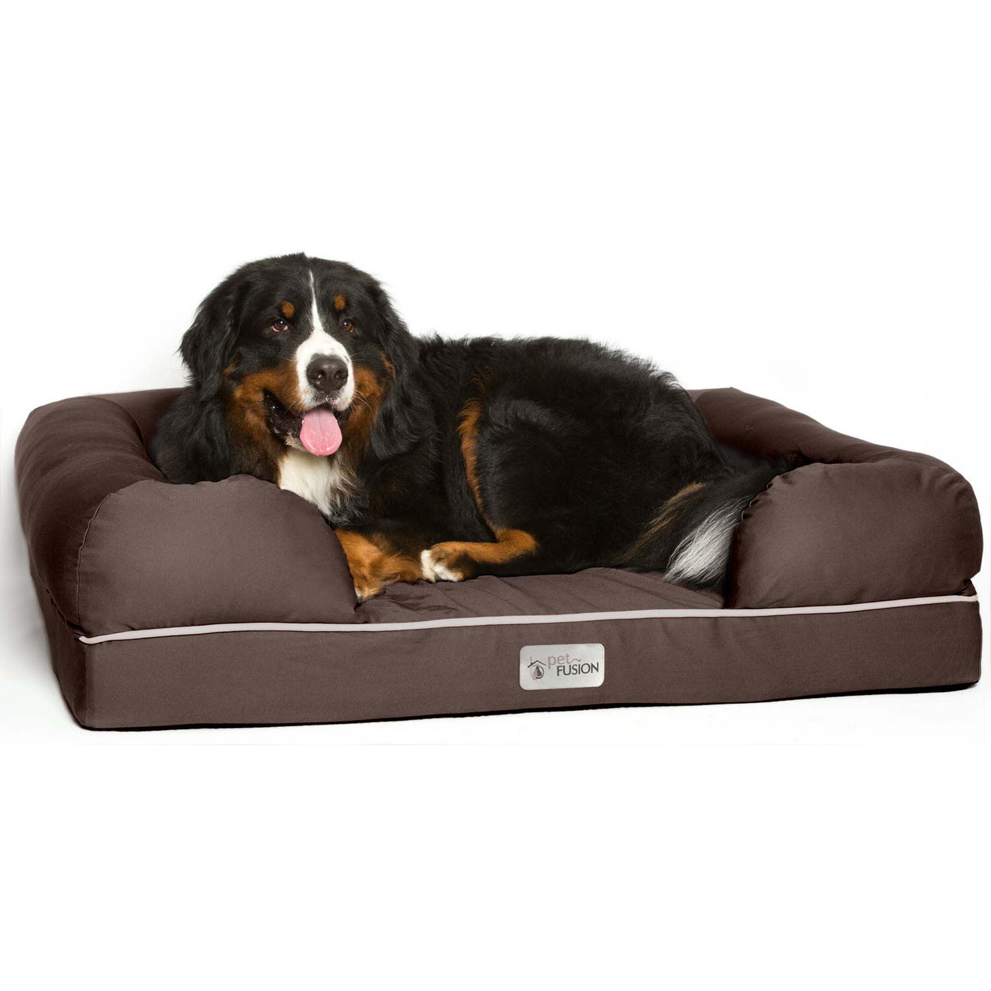 PetFusion Ultimate Orthopedic Memory Foam Brown Dog Bed & Lounge, 44" L