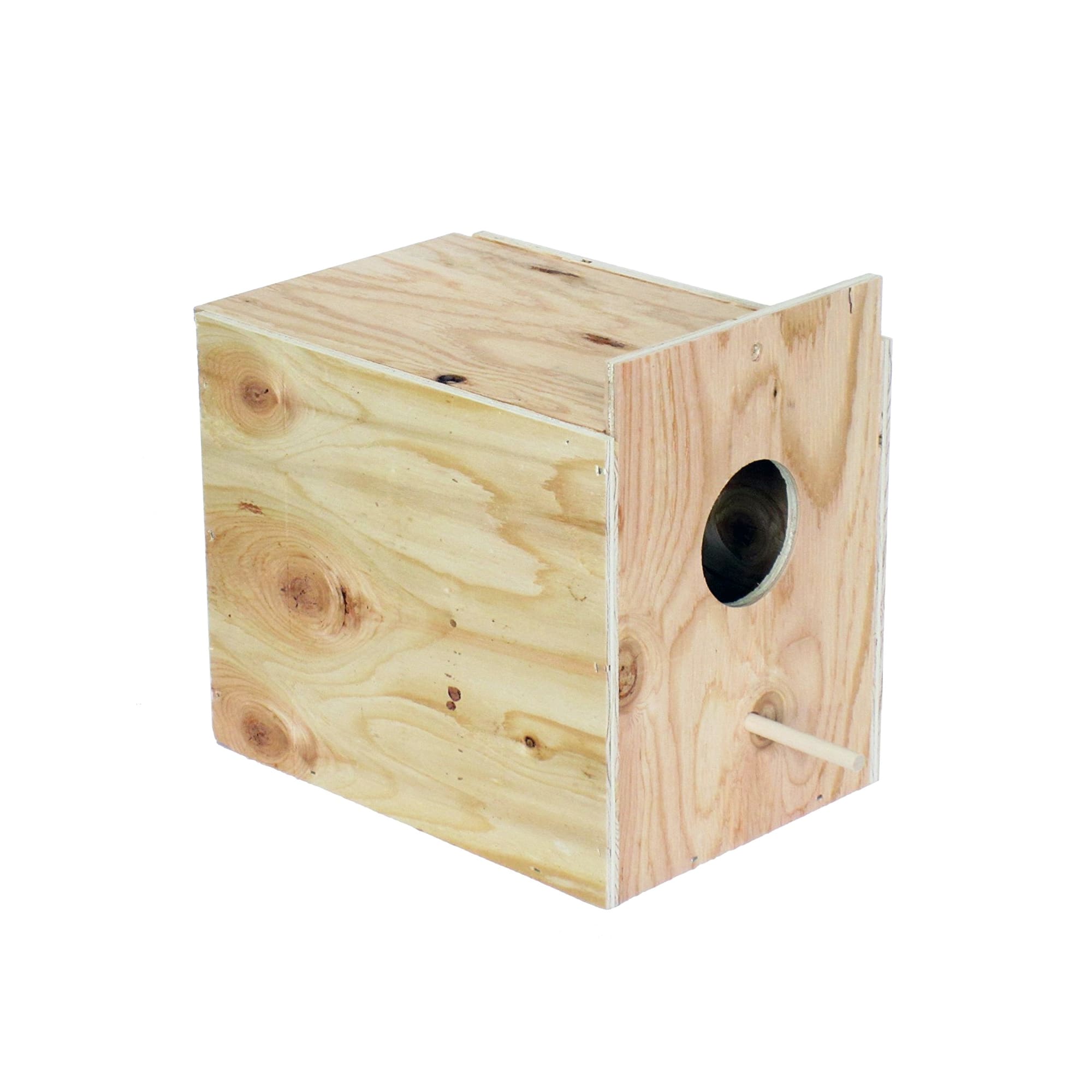 YML Large Wooden Bird Nest Box with Perch & Outside Mount