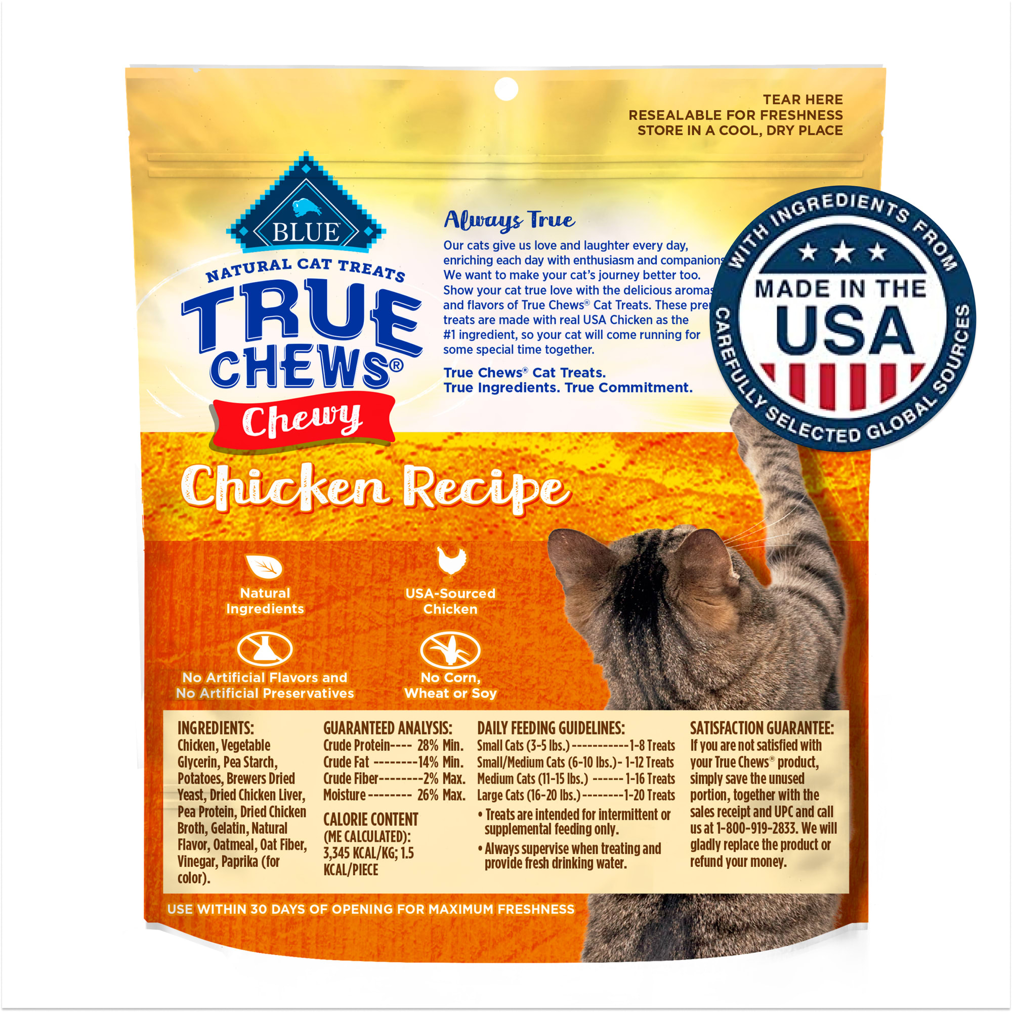 Blue Buffalo True Chews Natural Chicken Chewy Cat Treats 3 oz