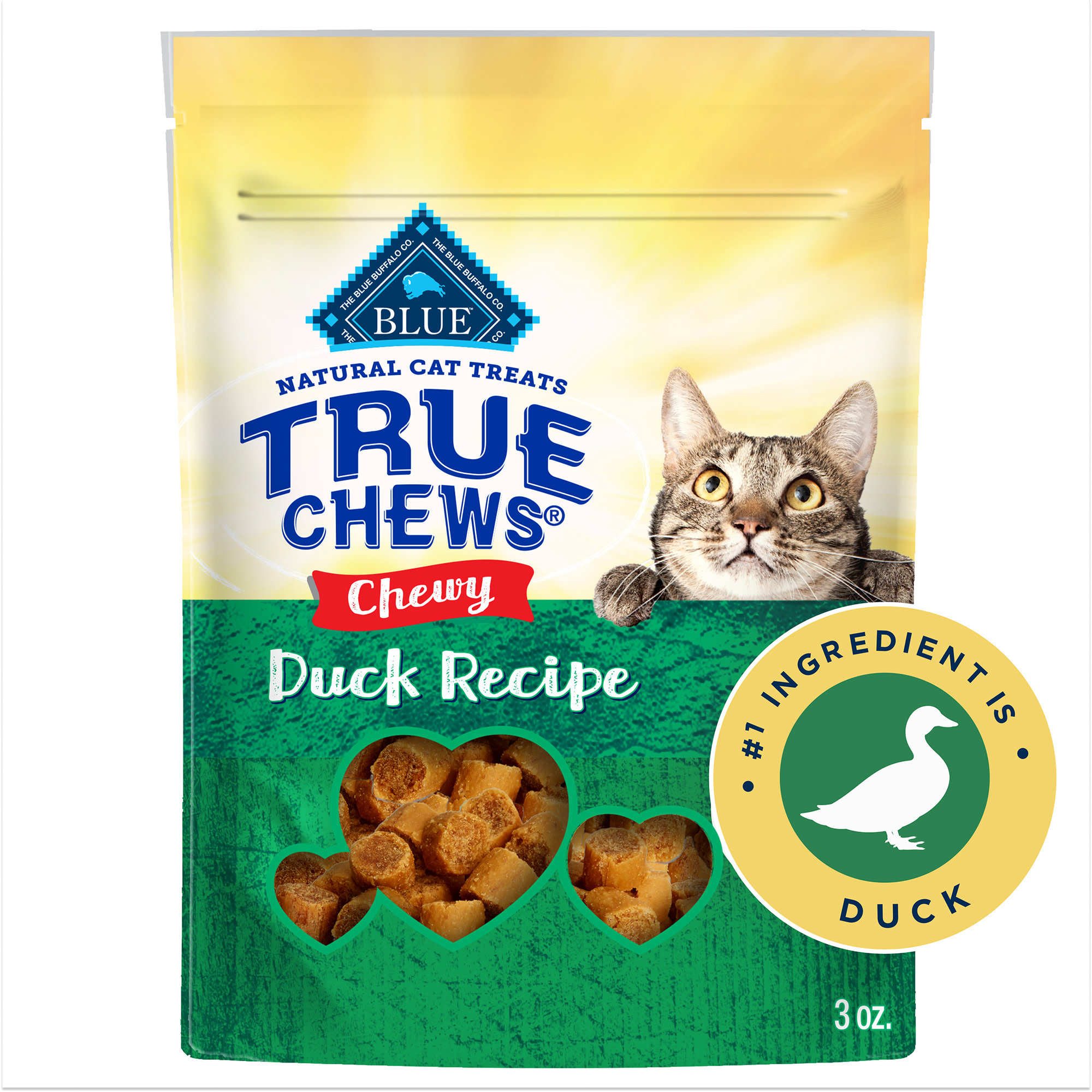 Blue Buffalo True Chews Made in the USA Duck Recipe Natural Chewy Cat Treats 3 oz