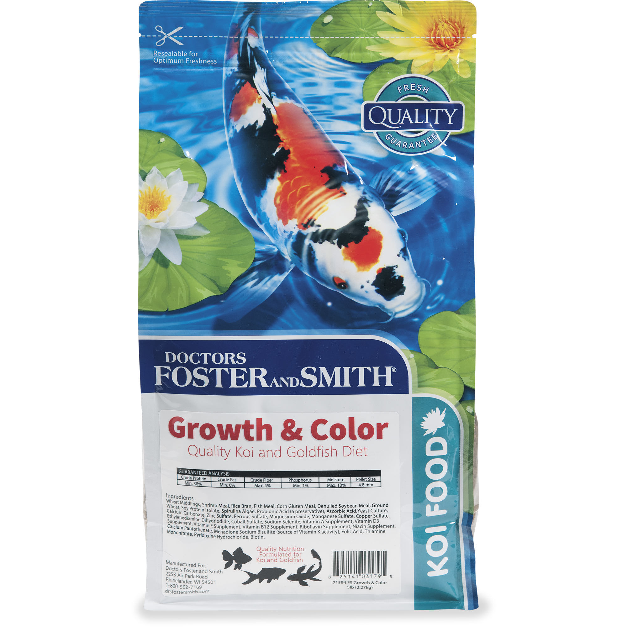 Drs. Foster Smith Koi Goldfish Growth Color Food 20 lbs