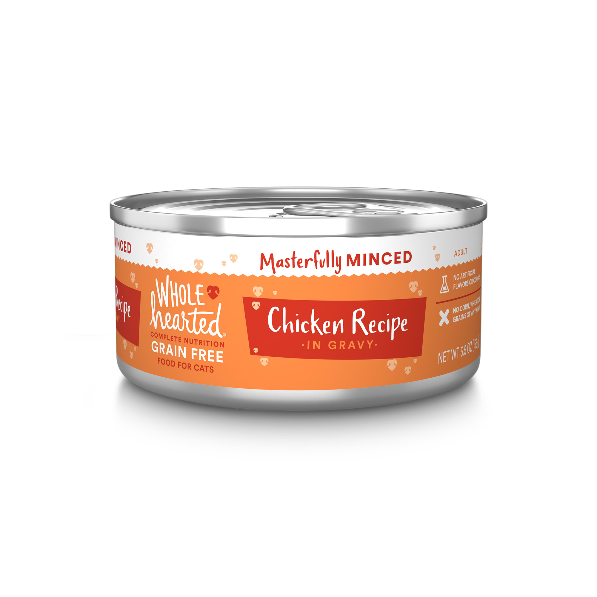 WholeHearted Adult Grain Free Chicken Recipe Minced in Gravy Wet Cat Food 5.5 oz. Case of 12