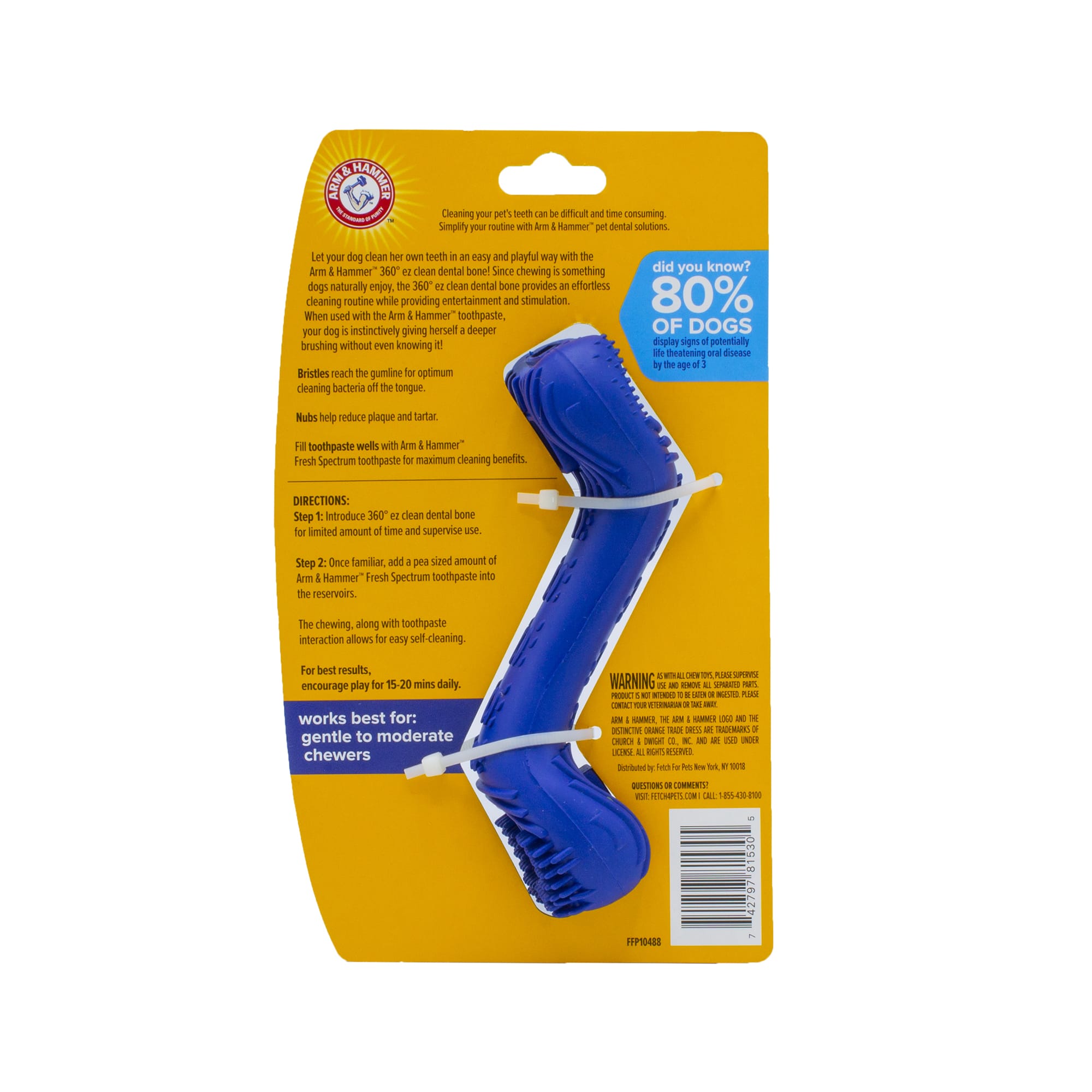 Arm & Hammer Fresh Spectrum 360 EZ Clean Dental Bone Dog Toy, Small