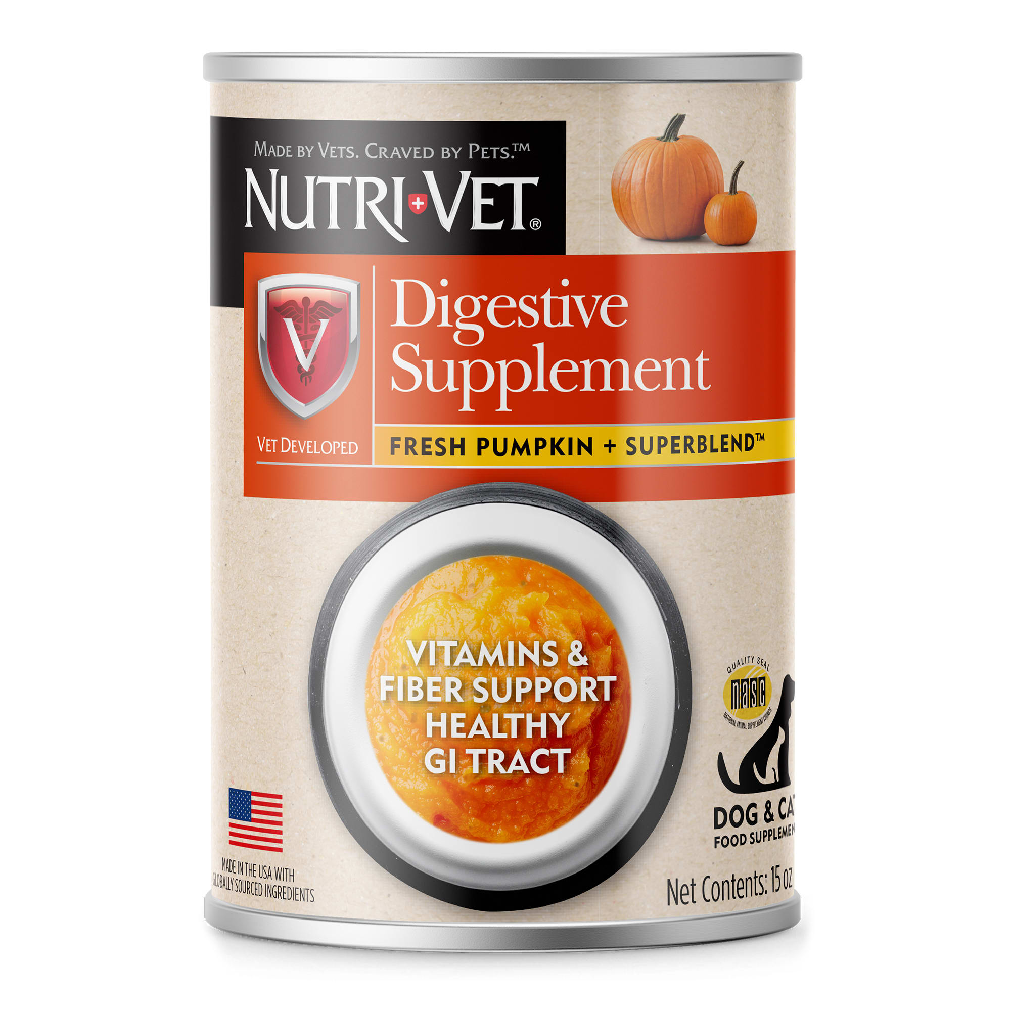 Nutri Vet Digestive Support Pumpkin Supplements For Dogs 15 oz