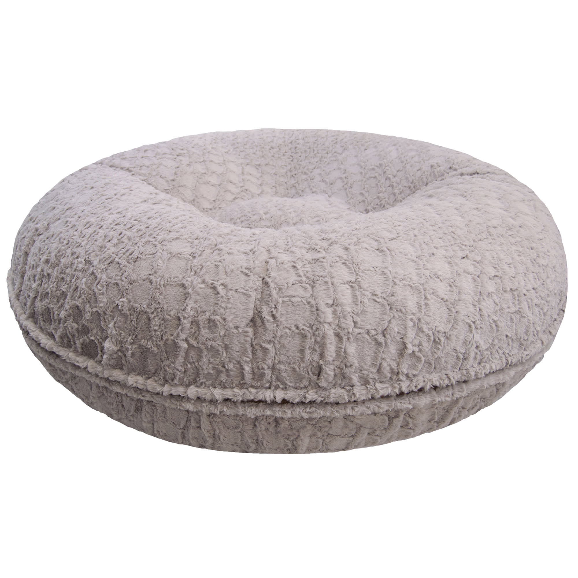 Bessie and Barnie Signature Serenity Grey Luxury Extra Plush Faux Fur Bagel  Pet Bed, 24