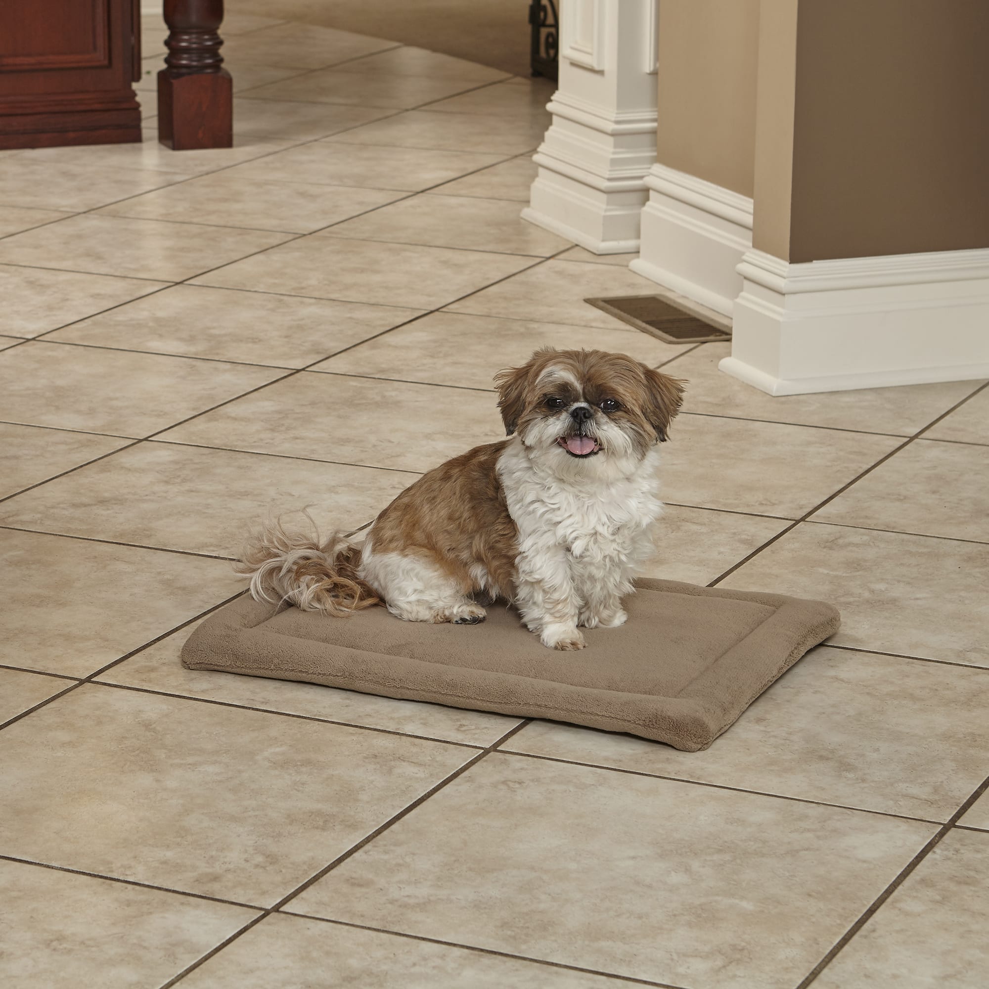 Taupe Midwest Quiet Time 21-By-12-Inch Micro Terry Deluxe Pet Bed