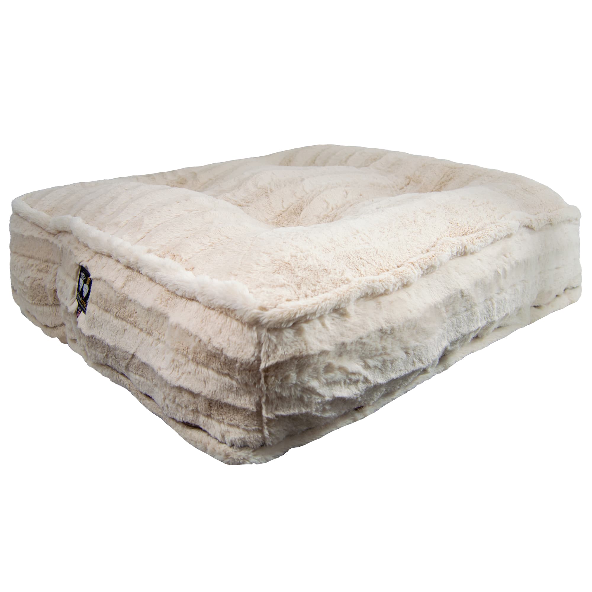 Bessie and Barnie Ultra Plush Faux Fur Luxury Shag Durable Sicilian Rectangle Pet Bed, 56 L X 4 W X 6 H, Natural Beauty, X-Large, White
