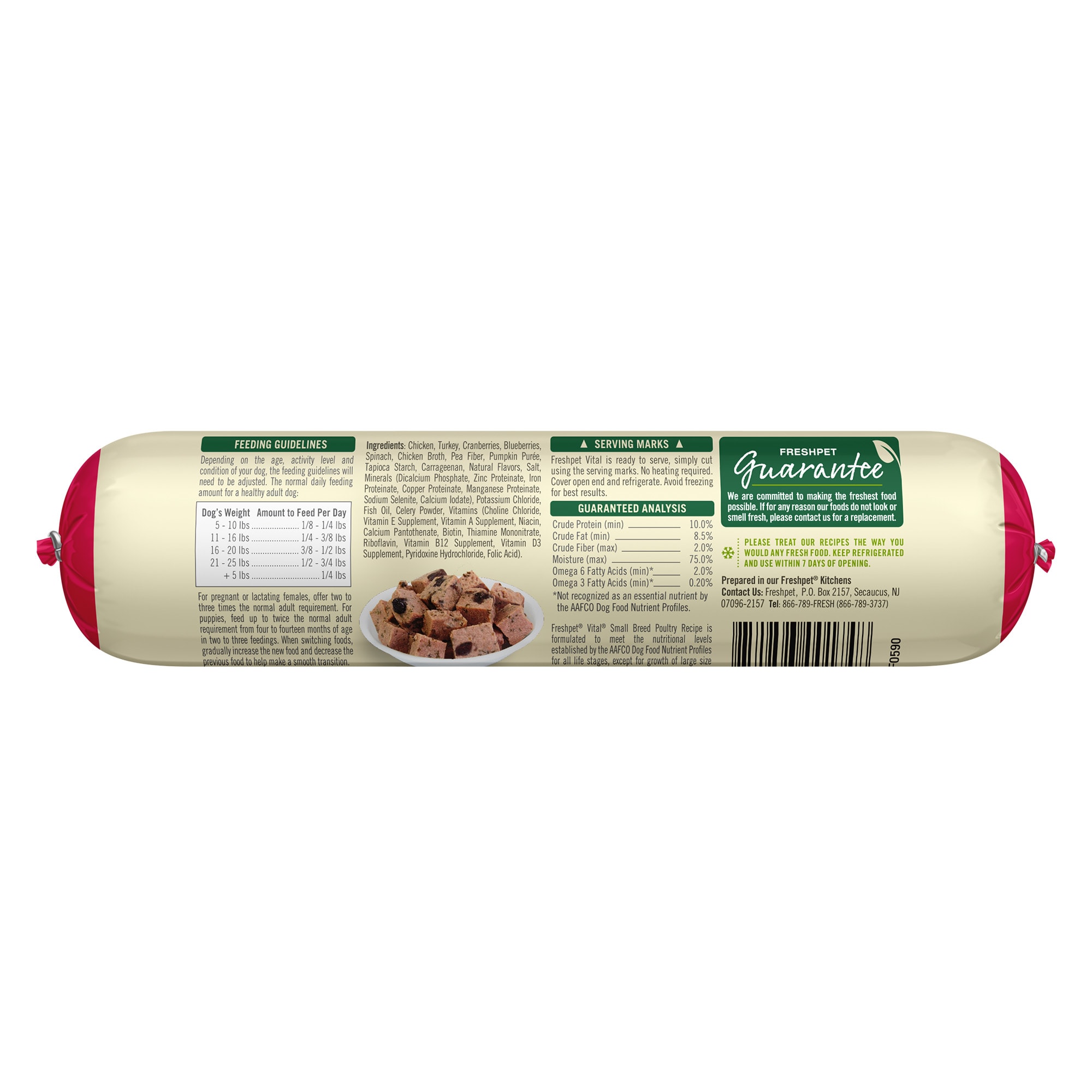 Freshpet Vital Small Breed Poultry Roll Non GMO Grain Free 1 lb