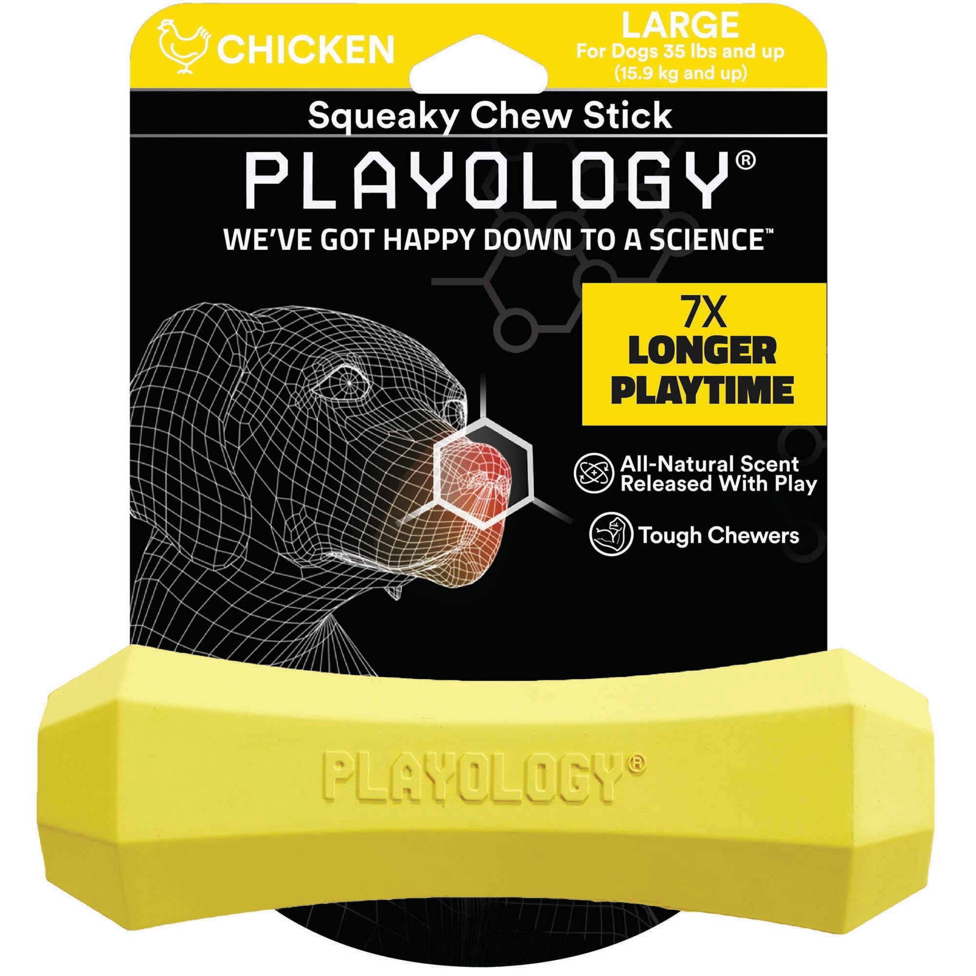 Playology Squeaky Chicken Chew Stick for Dogs, Large Petco