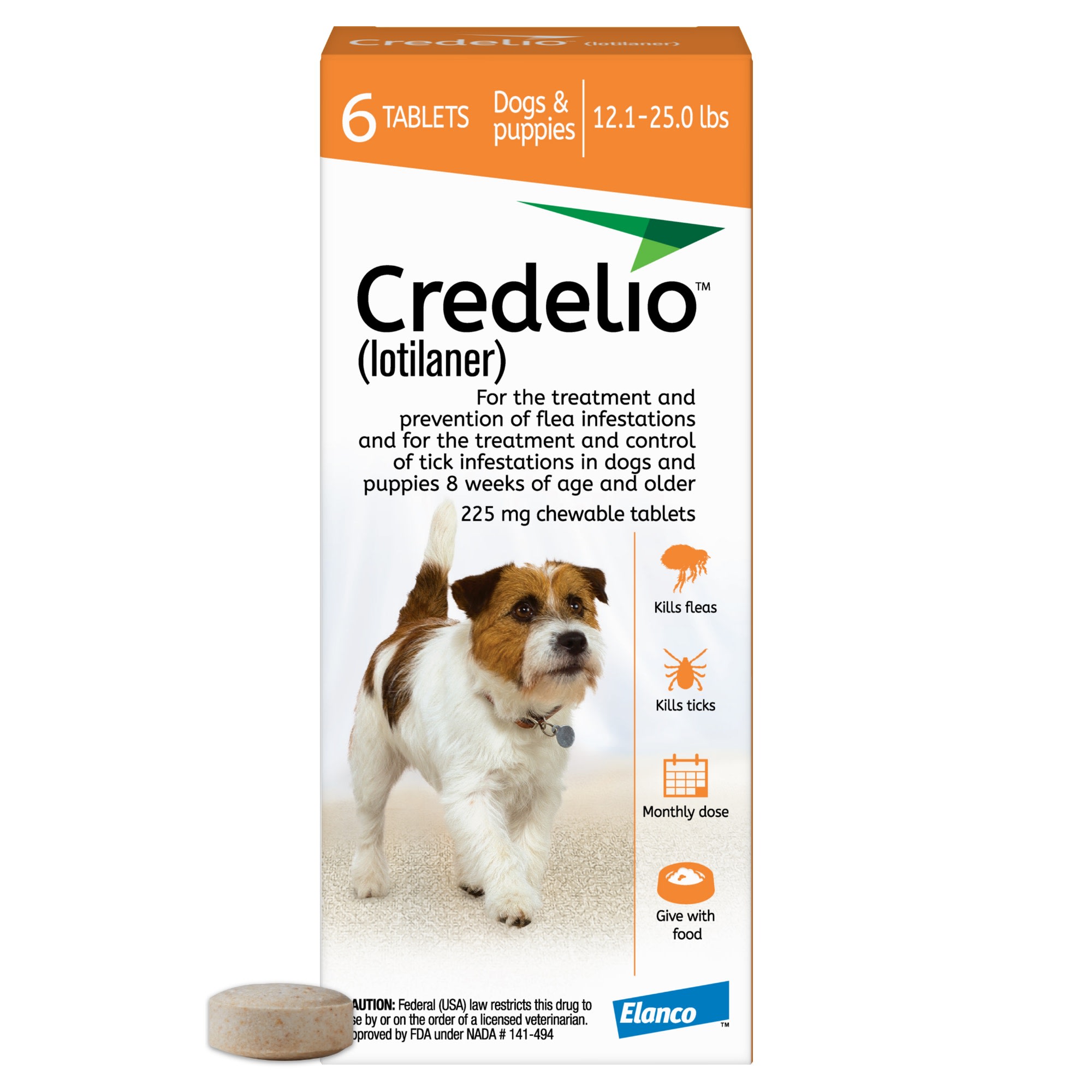 Credelio Chewable Tablets for Dogs 12.1-25 lbs, 6 Month Supply | Petco