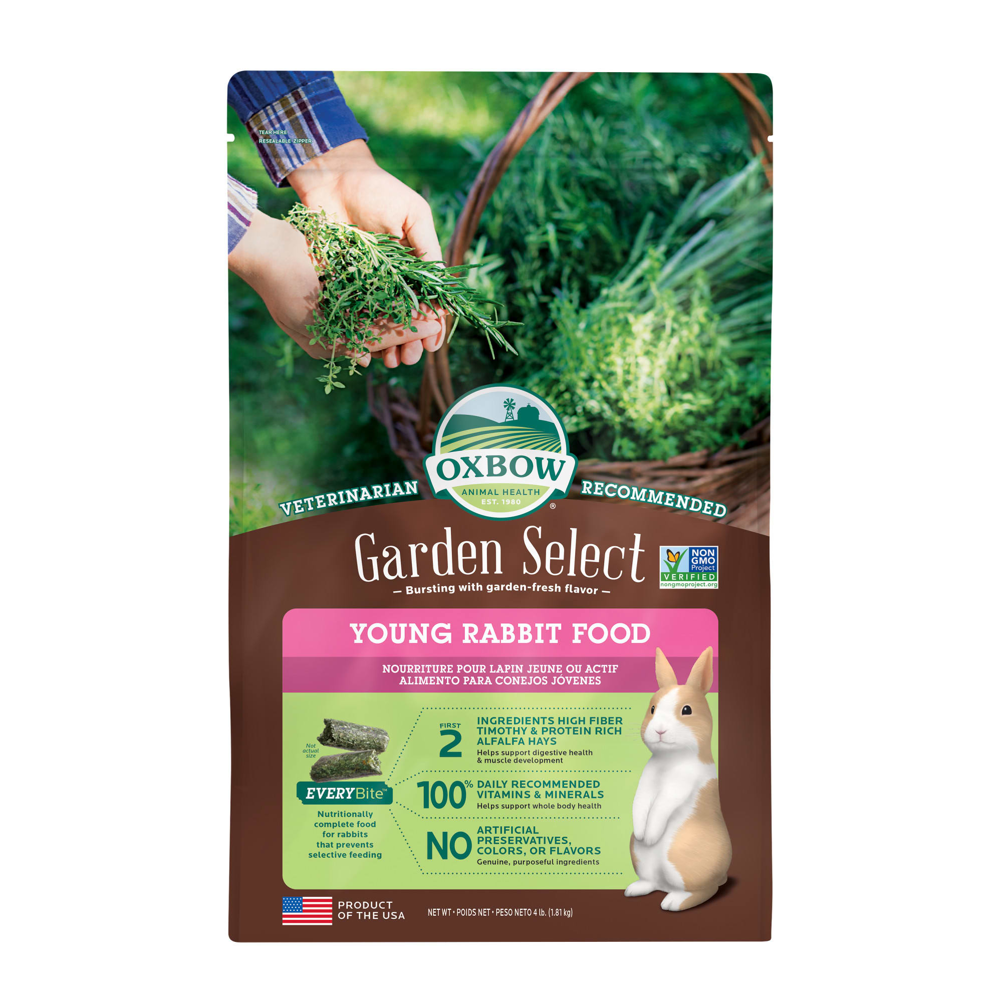 Oxbow Garden Select Rabbit Food 4 lbs Non GMO High Fiber