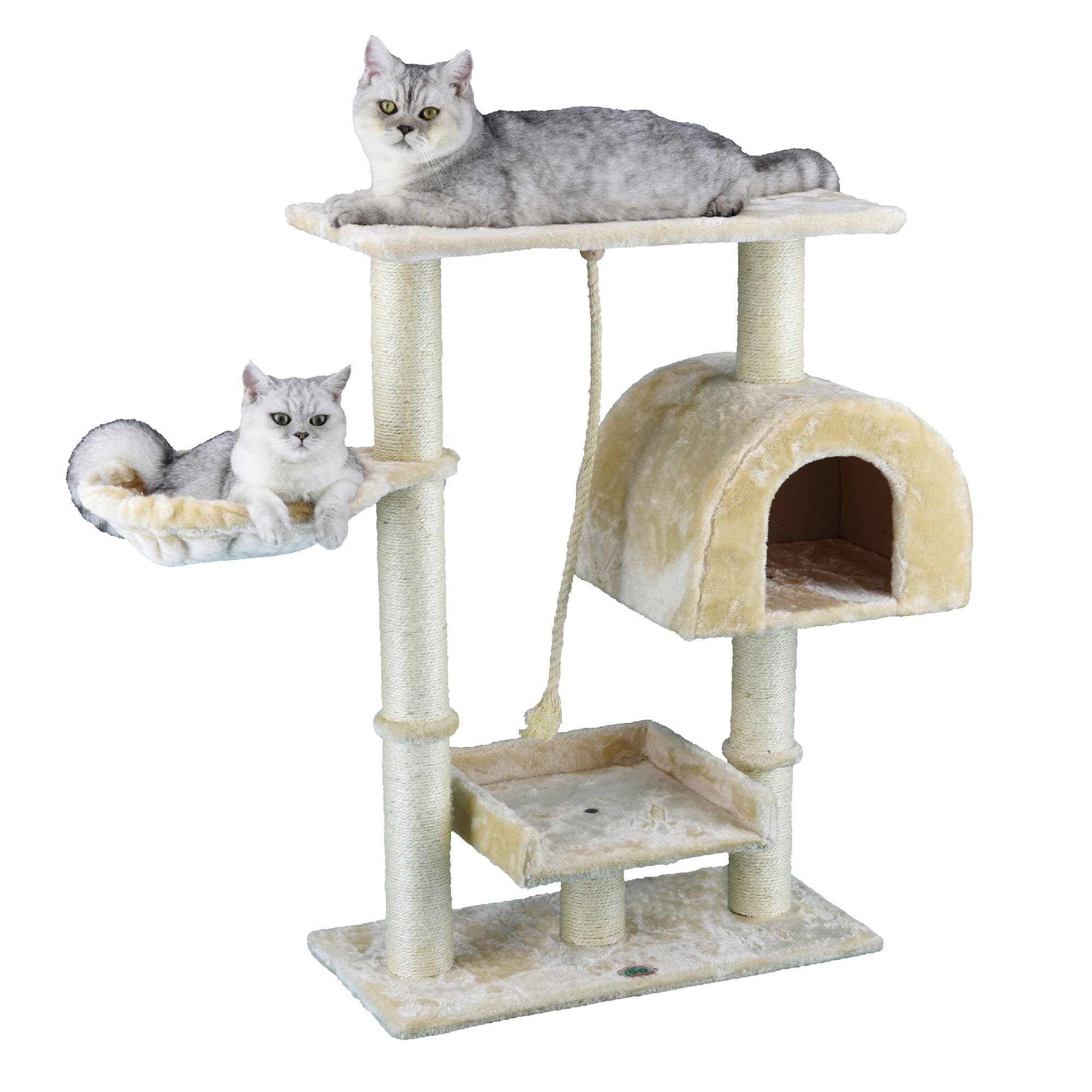 Go Pet Club Beige 36" Cat Tree Condo with Side Basket Petco