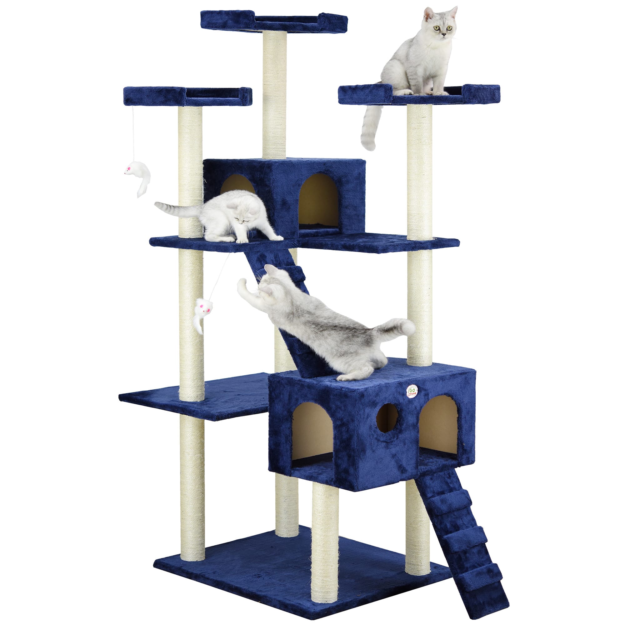 Go Pet Club 72 Cat Tree Condo with Two Ramps Blue