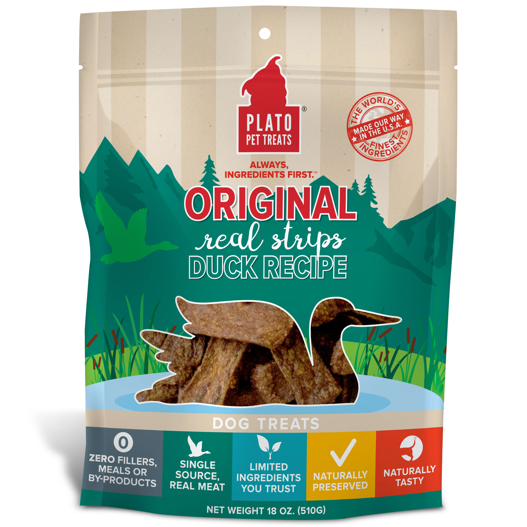 Plato Pet Natural Duck Strips Dog Treats, 18 oz. Petco