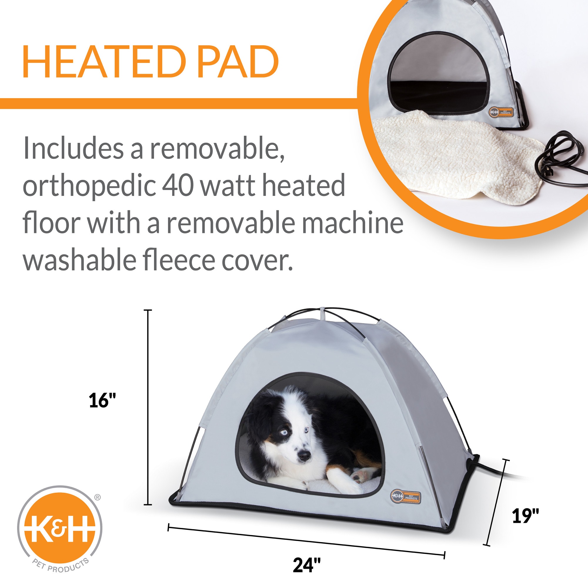 K H Thermo Tent Gray Pet Bed 19