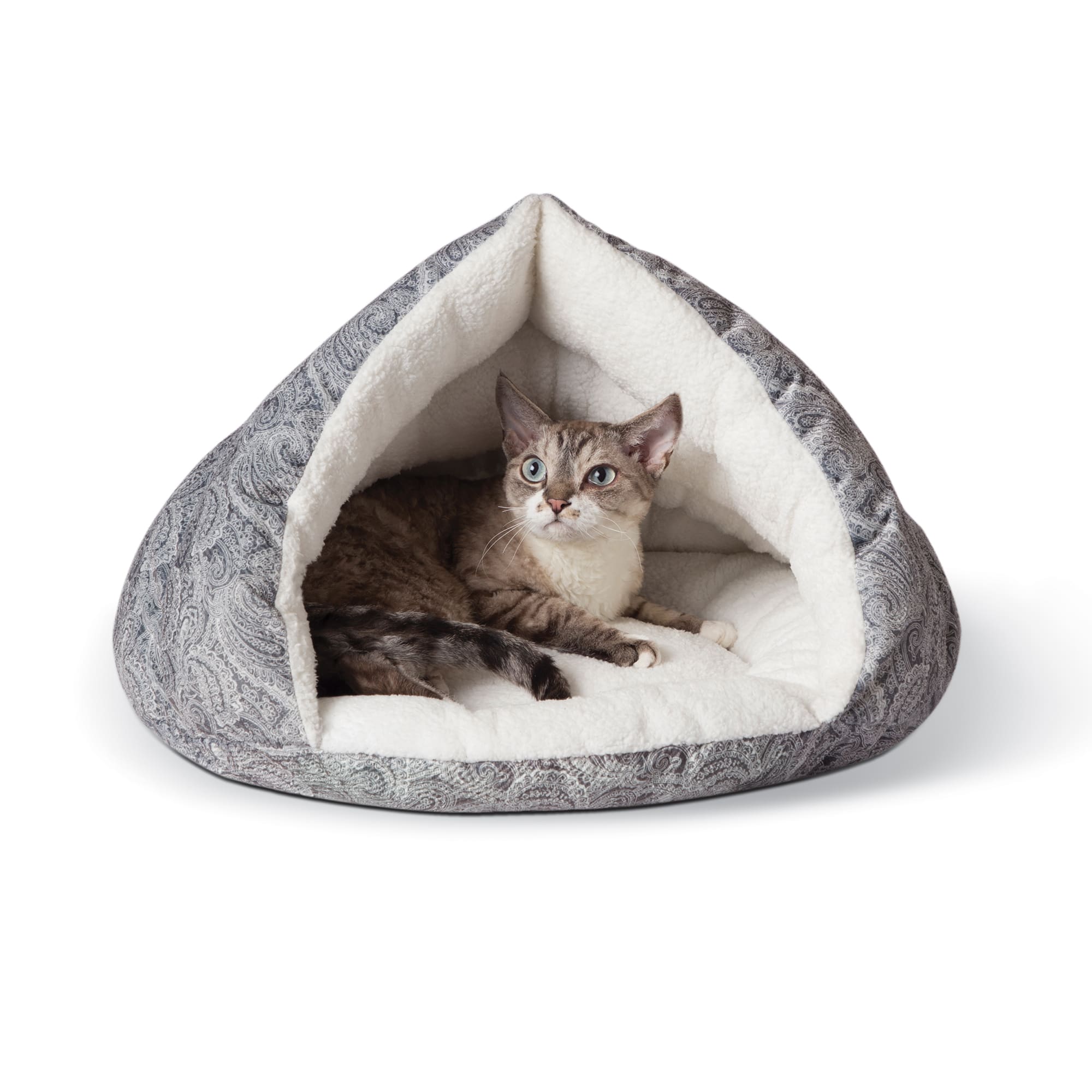 The Warming Heated Large Cat/Small Dog Pet Bed w/Hood Round 20" Diameter 