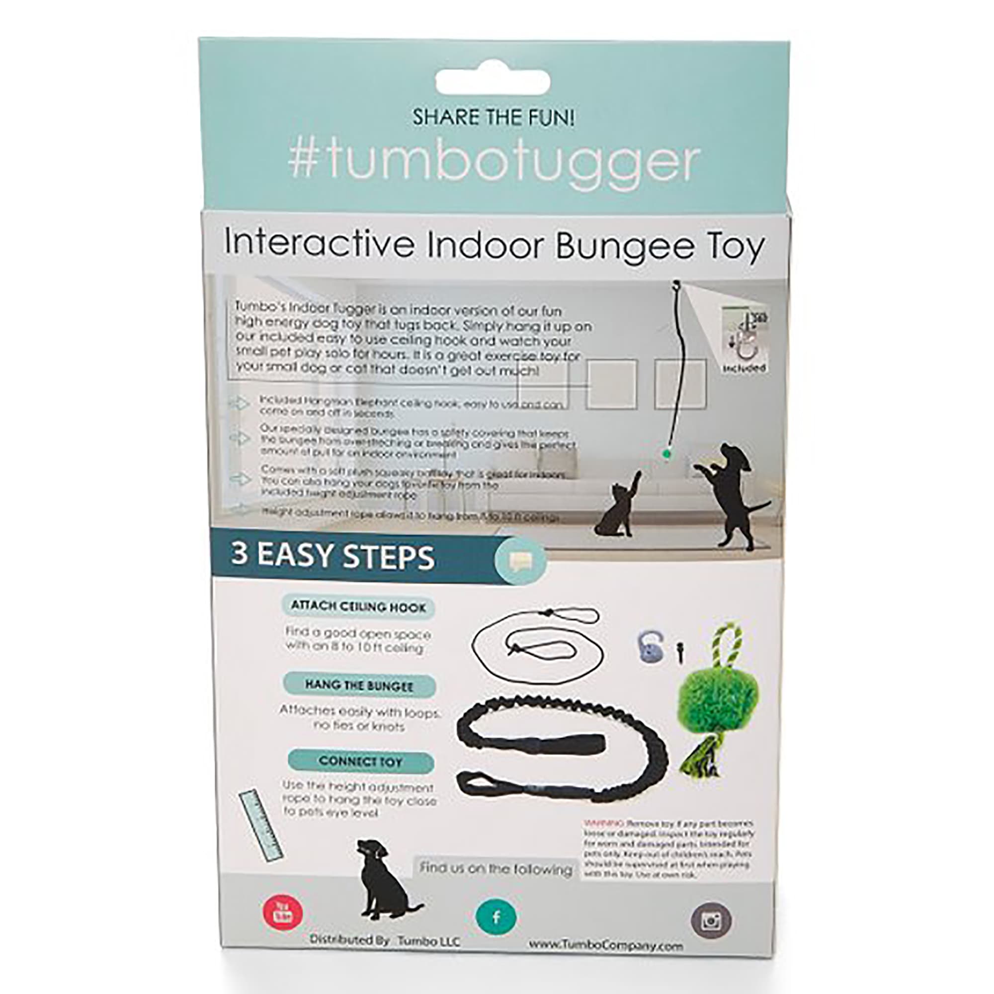 Tumbo Outdoor Tugger Hanging Bungee Powered Interactive Dog Toy, Small