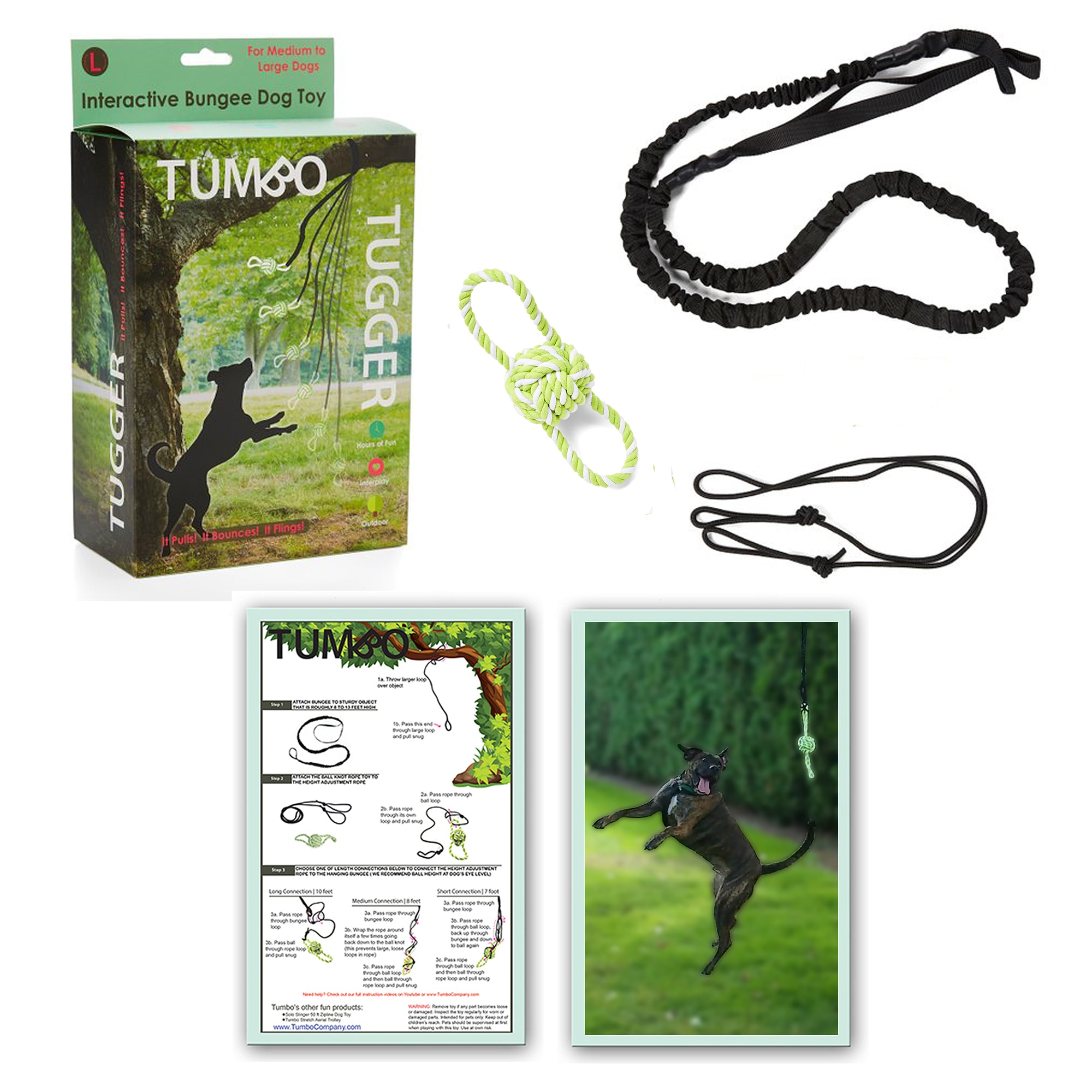 Pet Supplies : LOOBANI Outdoor Bungee Tug Toy, Dog Toy Hanging from Tree  for Small to Large Dogs, Interactive Exercise Play Rope Cord & Tether Tug,  Durable Spring Pole Rope for Tug