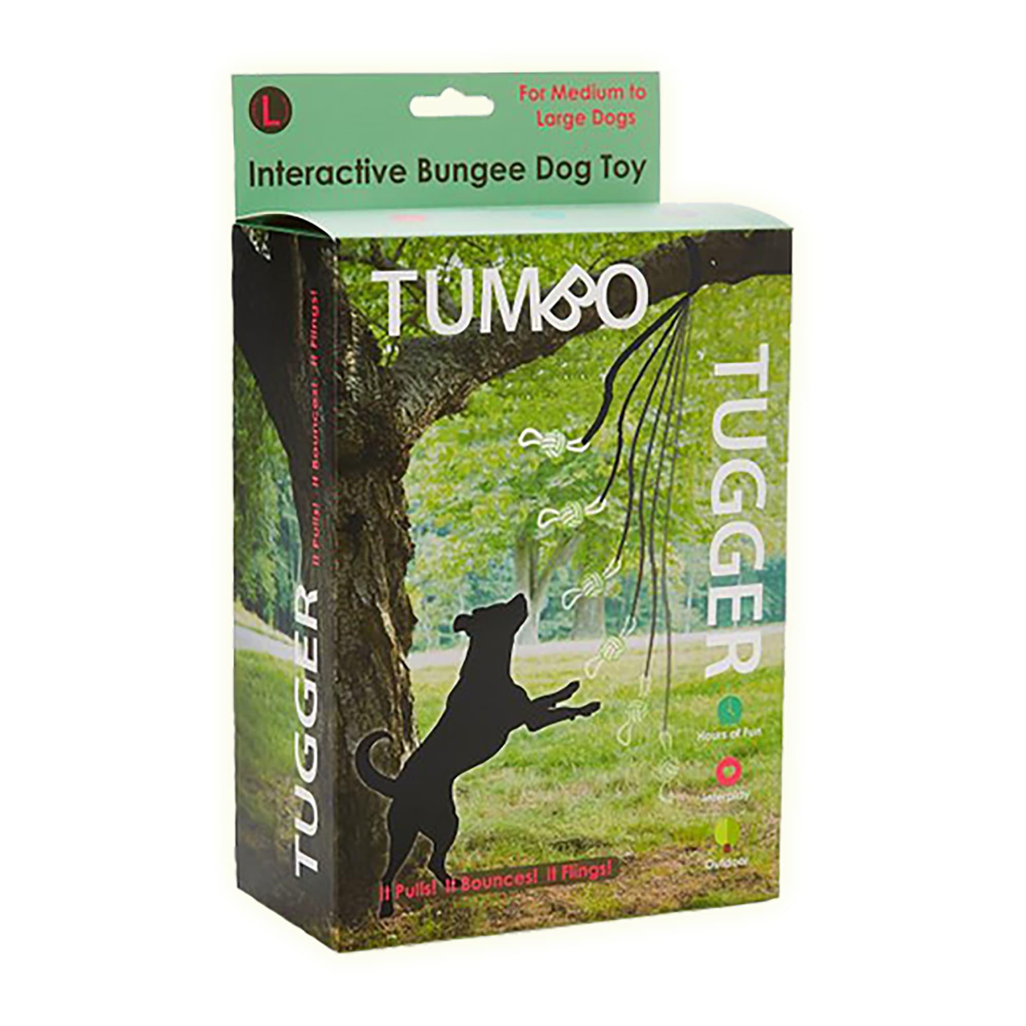 Tumbo Outdoor Tugger Hanging Bungee Powered Interactive Dog Toy, Small