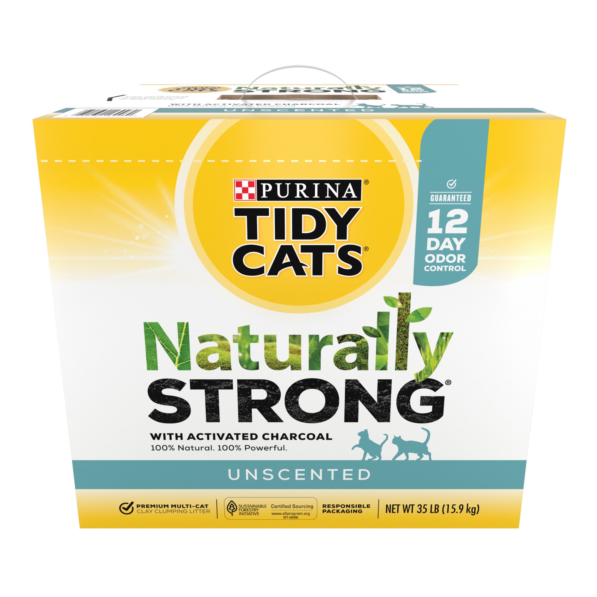 Tidy Cats Unscented Naturally Strong Clumping MultiCat Litter, 35 lbs