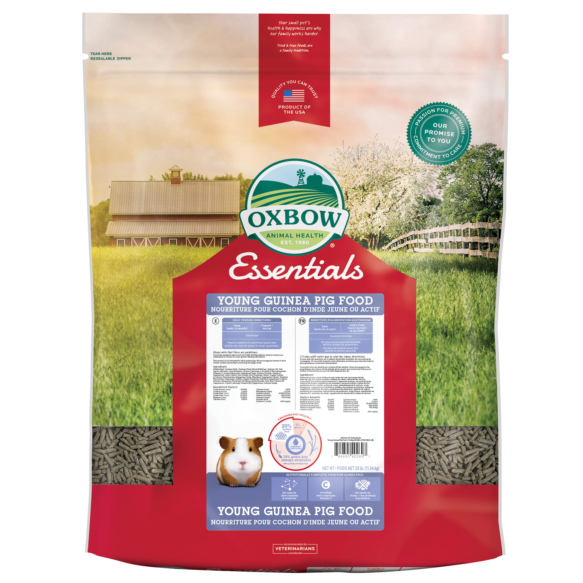 Oxbow Essentials Young Guinea Pig Food, 25 lbs. | Petco