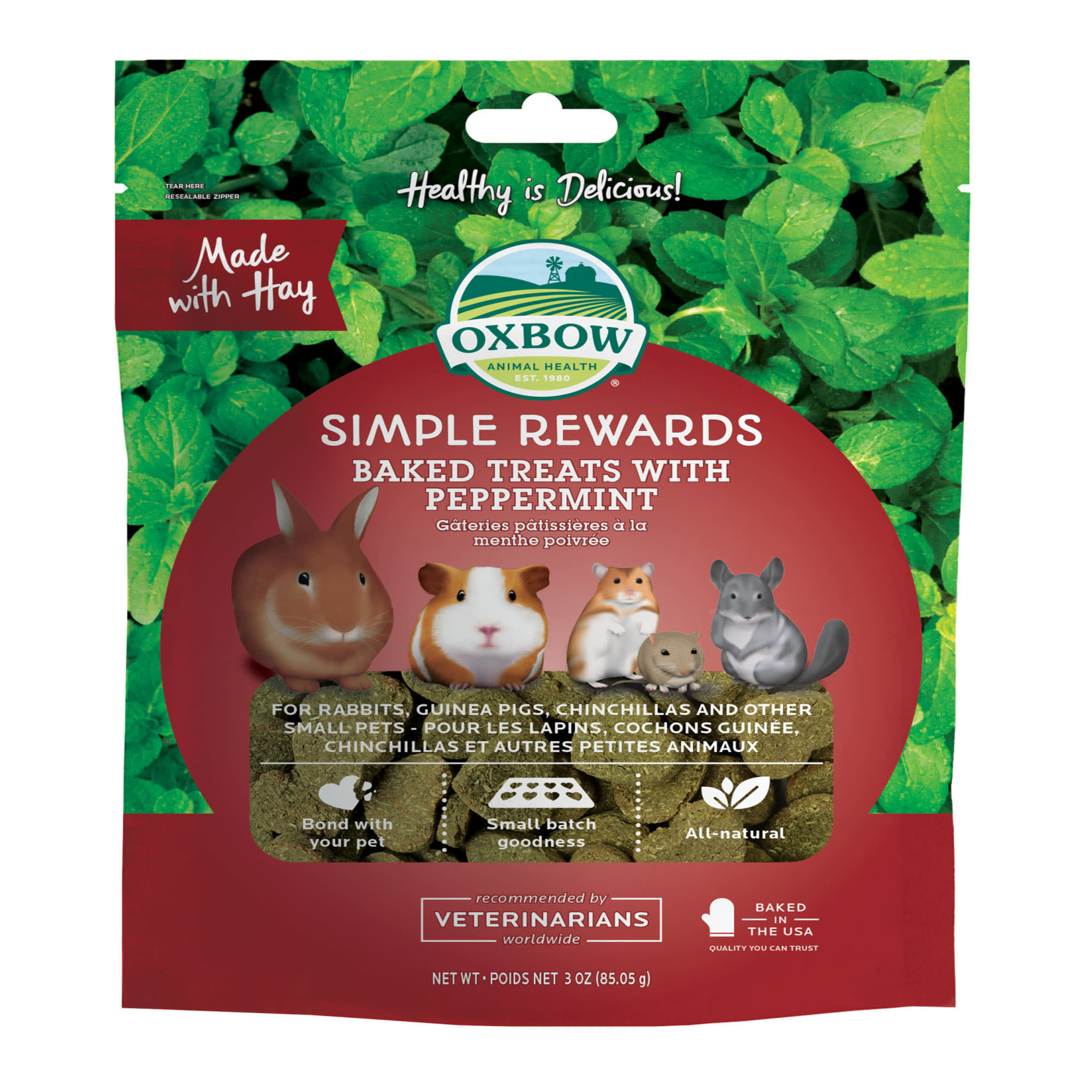 Oxbow Simple Rewards Baked with Peppermint Small Animal Treats, 3 oz ...