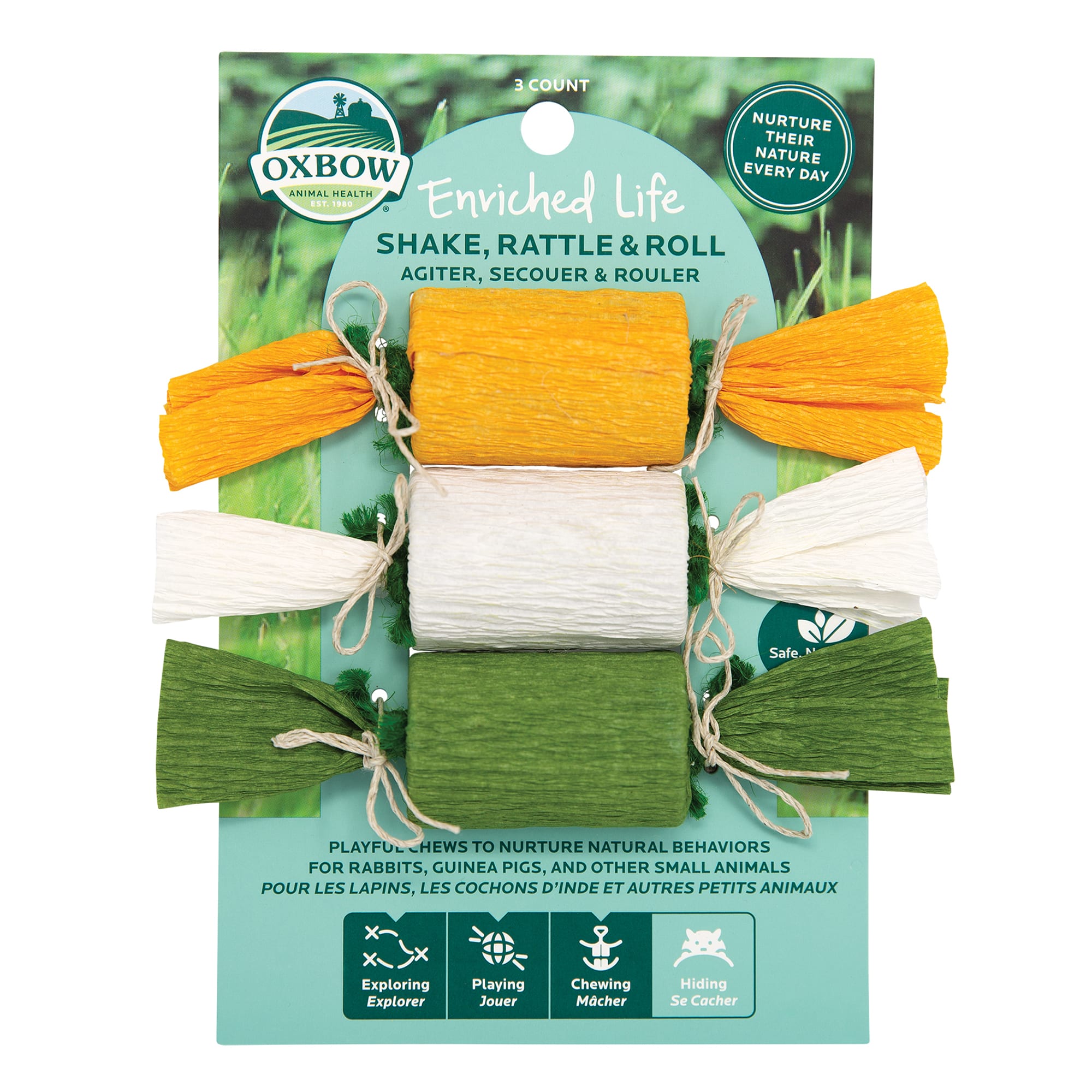 Oxbow Rabbit Chew Toys Shake, Rattle & Roll, 3Pack